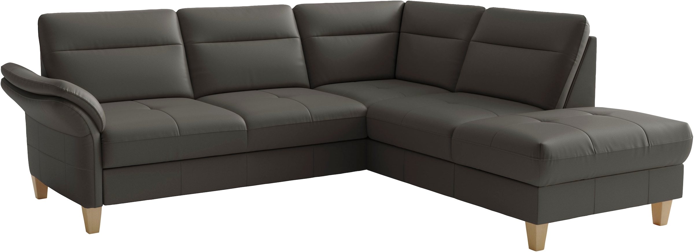 sit&more Ecksofa »Pamela L-Form, B: 218 cm, optional Schlaffunktion & Bettkasten, Leder« wahlweise mit Armteilverstellung, Sofa mit Federkern, Sitzhöhe: 48 cm