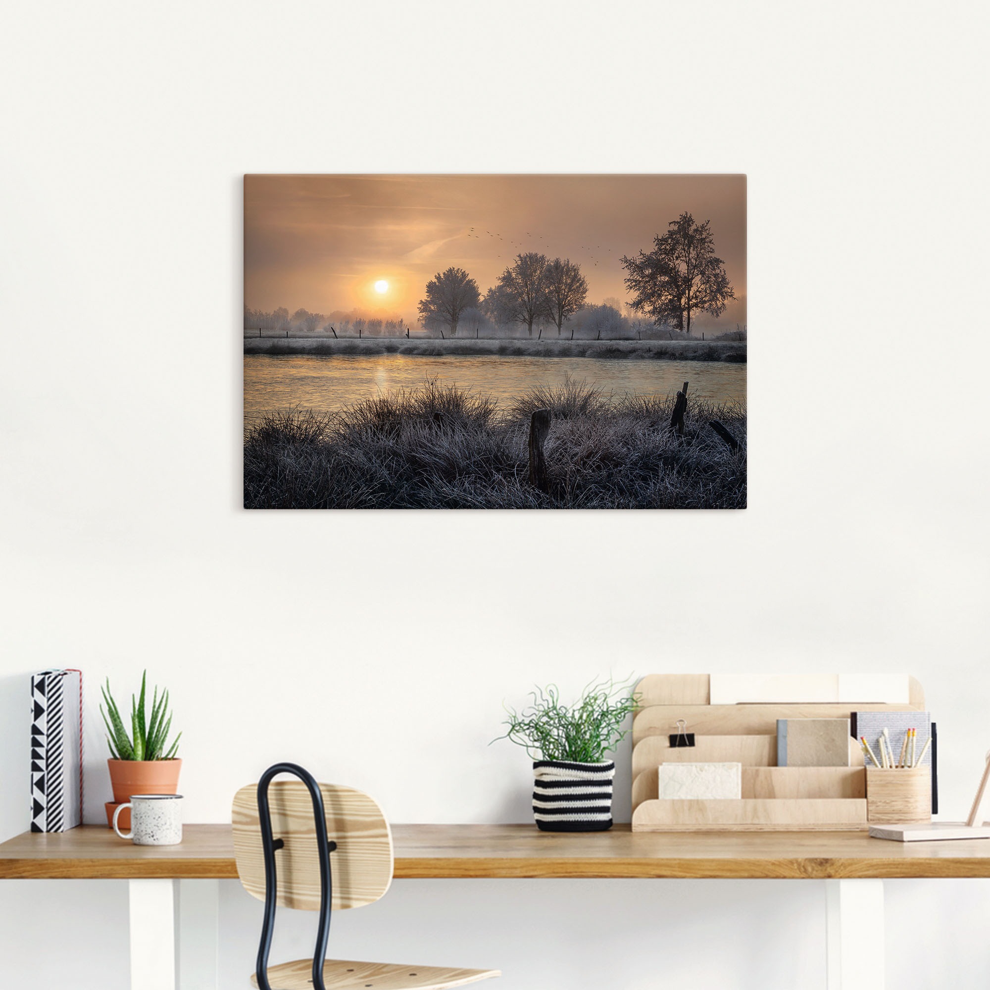 Artland Wandbild »Ein Wintertag beginnt«, Bilder vom Sonnenuntergang & -aufgang, (1 St.), als Alubild, Outdoorbild, Leinwandbild, Wandaufkleber, versch. Größen