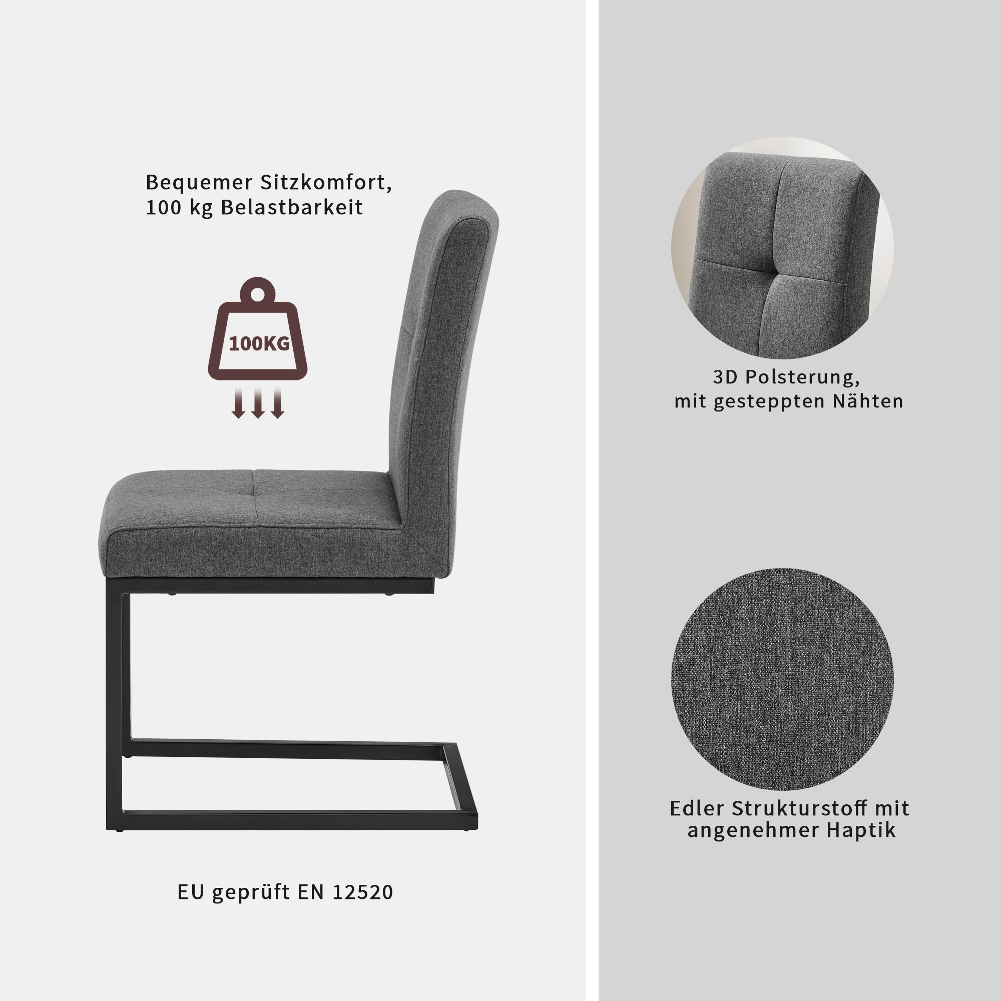 OTTO home Essgruppe »Geranie« Set, 4 tlg. in Eichenoptik mit schwarzem Säulengestell