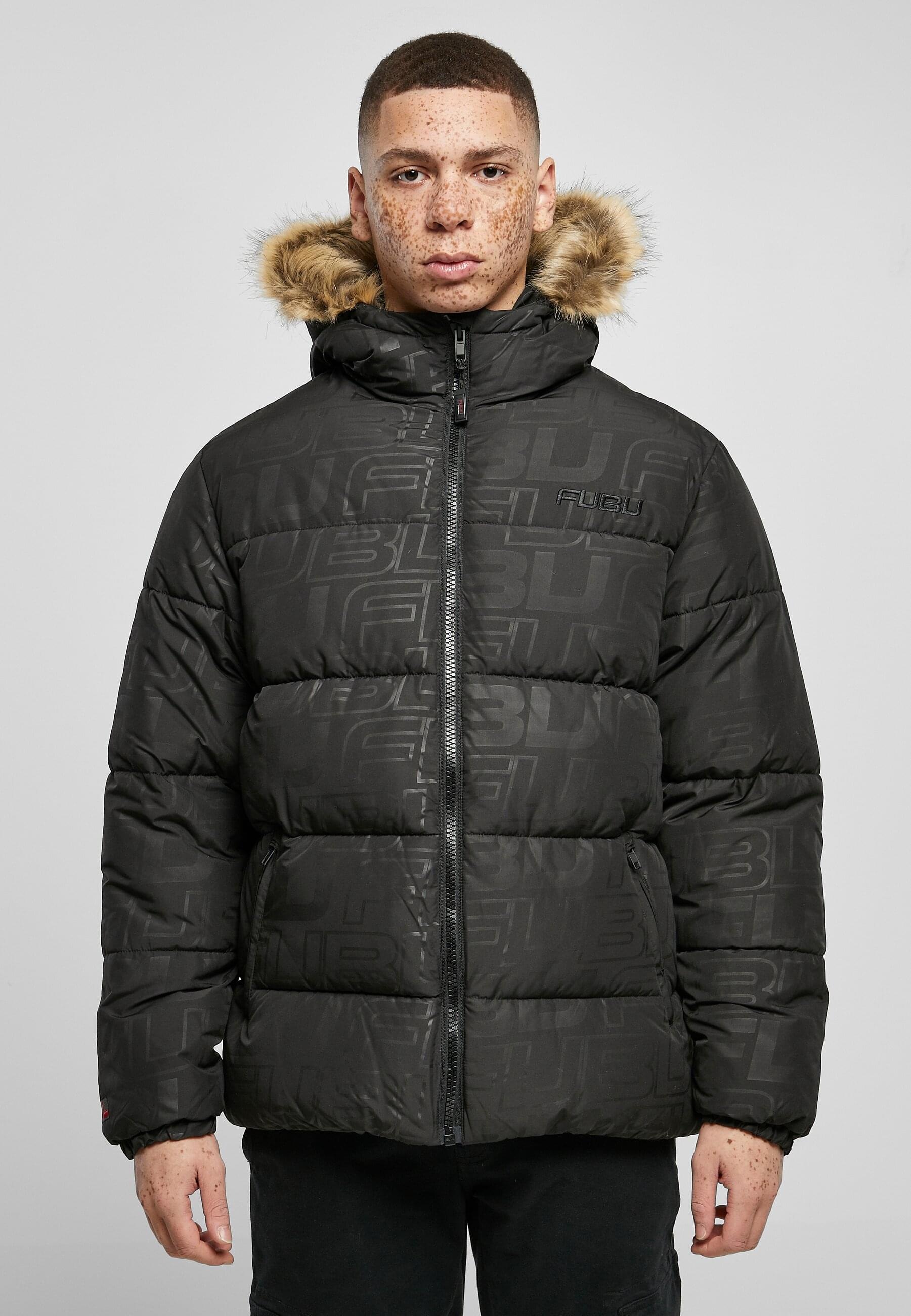 Fubu Winterjacke »Fubu Herren FM224-039-2 FUBU Corporate AOP Puffer Jacket« 1 Stk. tlg. mit Kapuze