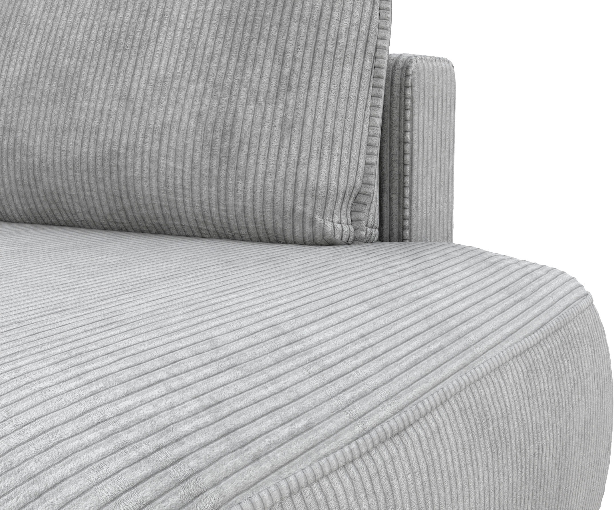 TRENDMANUFAKTUR Ecksofa »Fordon II, Schlafsofa mit Bettkasten, Couch in L-Form, Breite 250 cm«, in Cordstoff HYPER, betongrau, Armlehne links