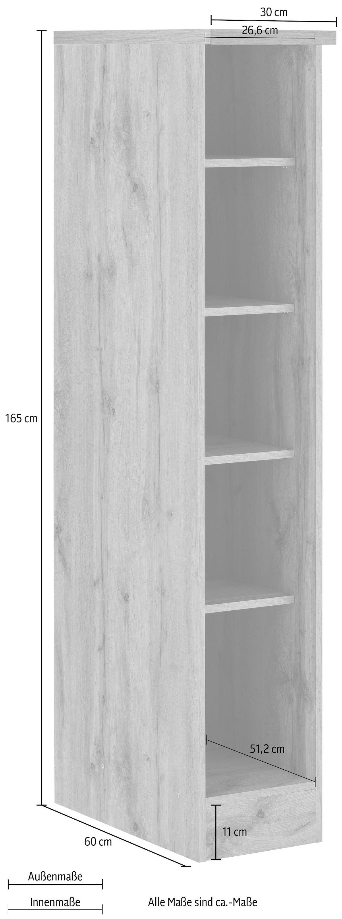 HELD MÖBEL Küchenregal »Colmar«, 30 cm breit, 165 cm hoch, 4 verstellbare  Einlegeböden, viel Stauraum auf Rechnung kaufen | Regale