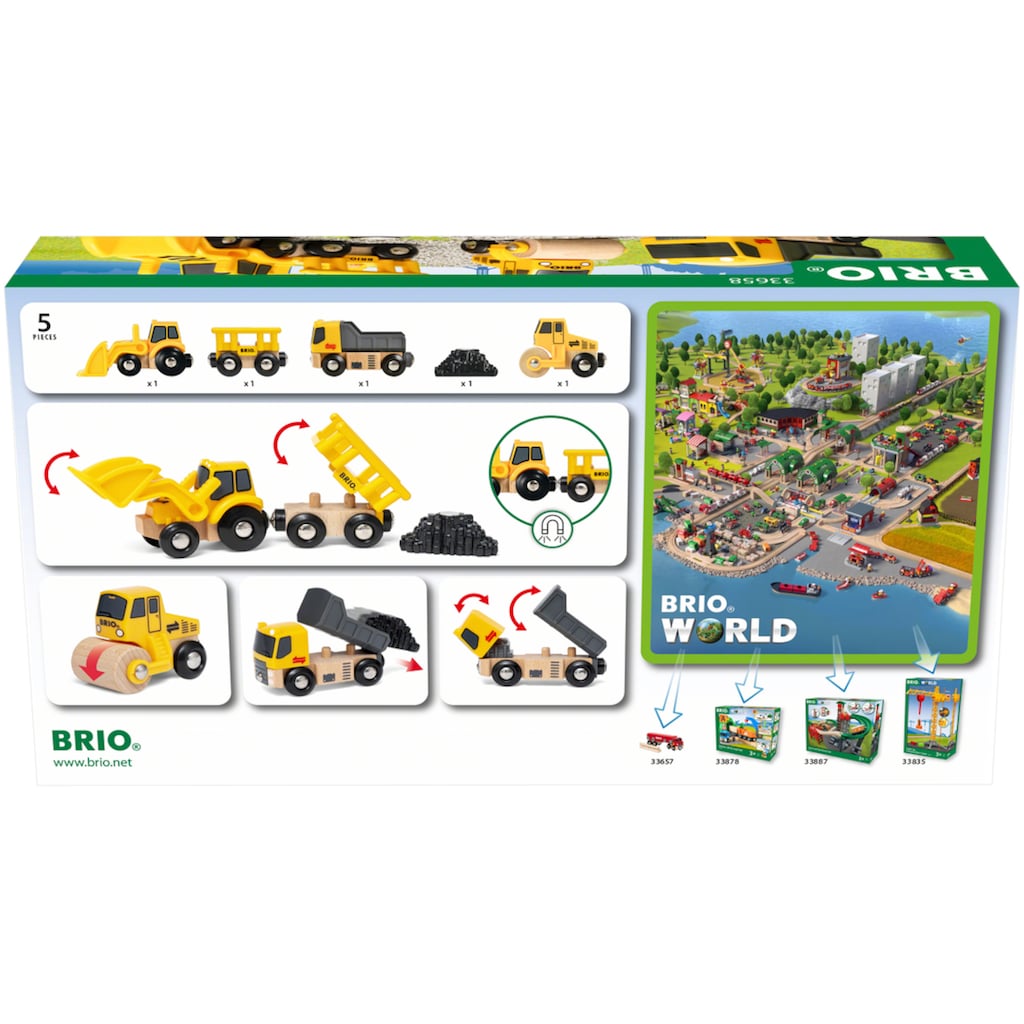 BRIO® Spielzeug-Eisenbahn »Baustellenfahrzeuge«, (Set, 3 tlg.)