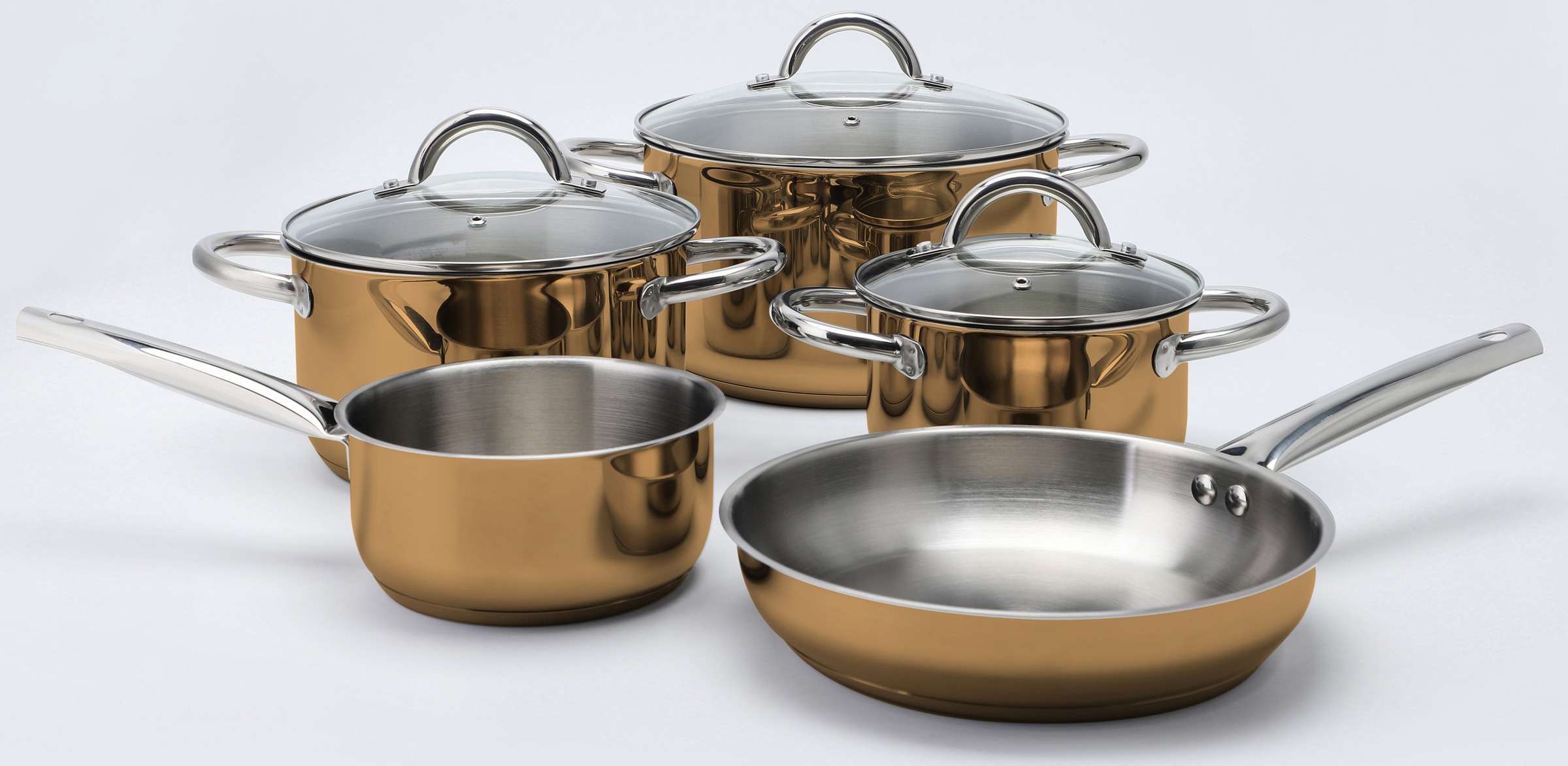 ECHTWERK Topf-Set »Kupfer-Edition«, Edelstahl 18/8, (Set, 8 tlg., je 1 Kochtopf 16/20/24 cm, Kasserolle 16 cm, Bratpfanne 24 cm), für alle Herdarten geeignet, Induktion