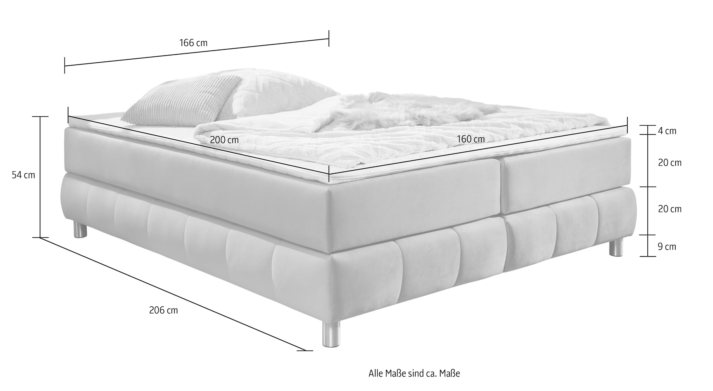 8. Bild von andas Boxspringbett »Salo«, Ohne Kopfteil, inkl. Topper, auch in Überlänge 220 cm