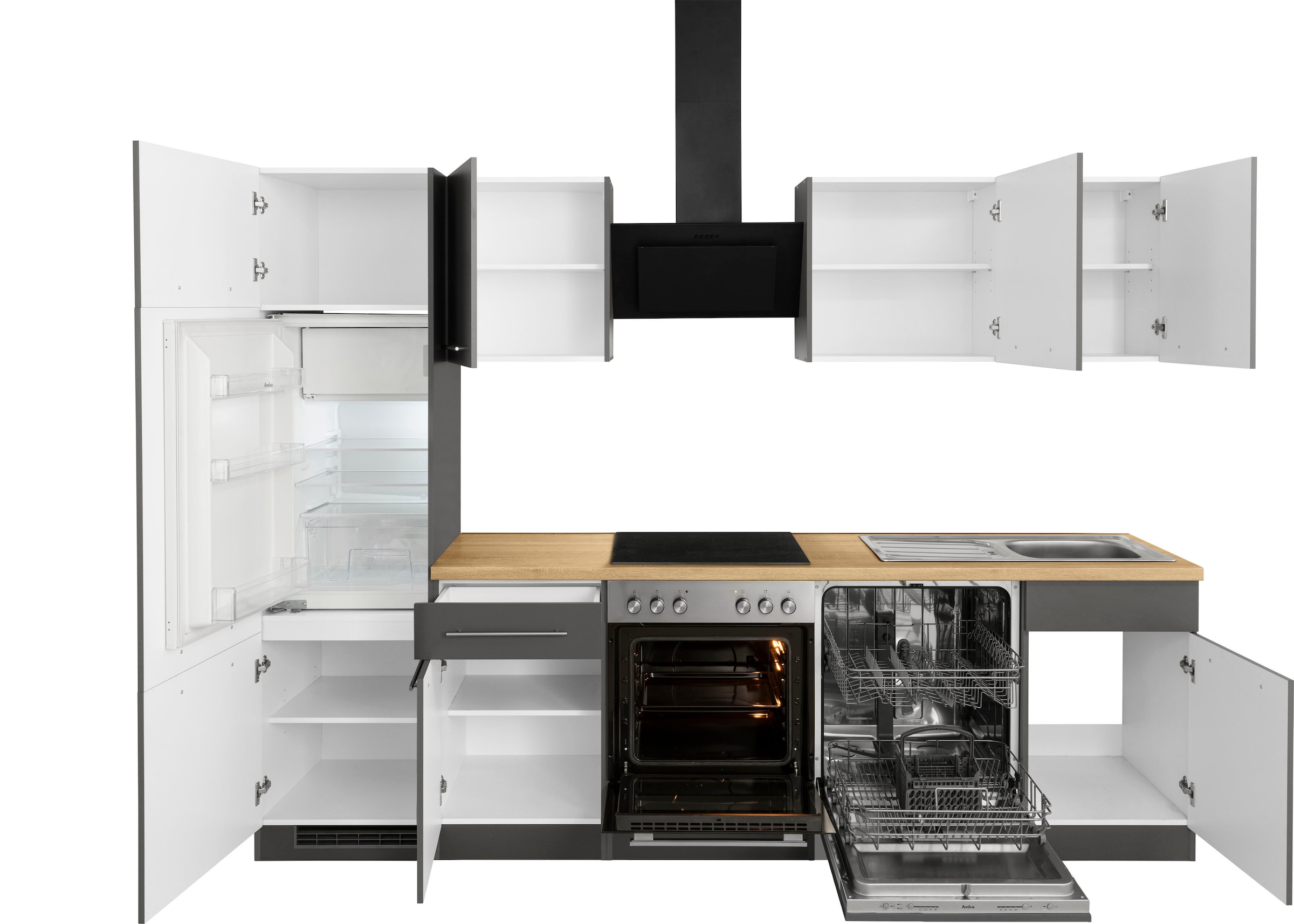 wiho Küchen Küchenzeile »Unna«, mit E-Geräten, Breite 280 cm