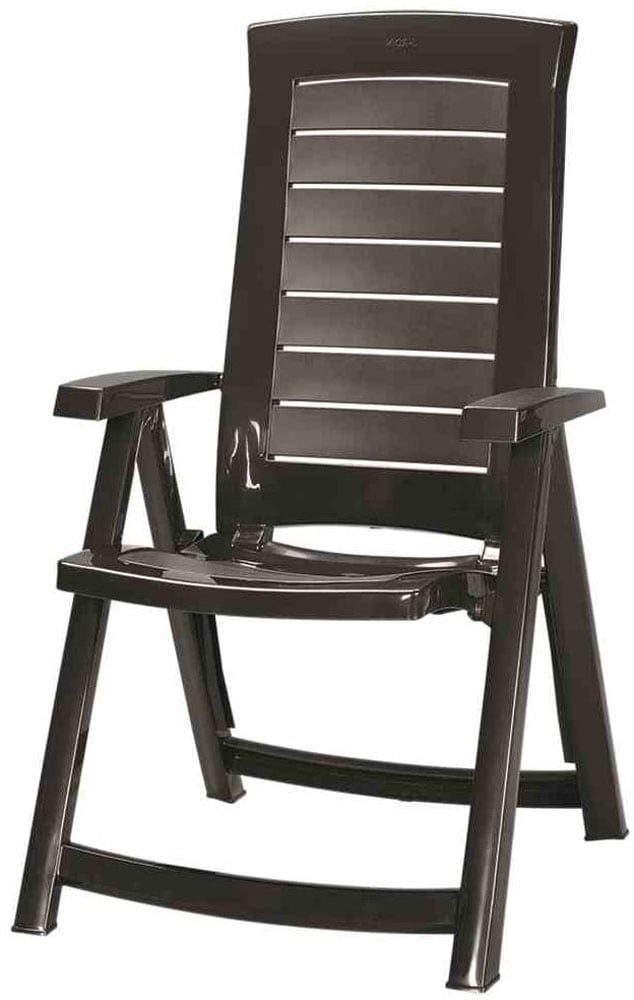 Jardin Garten-Essgruppe »Aruba + Elise« Set, 9 tlg. 4 x Klappsessel graphit, 1 x Tisch graphit, 4 x Auflage grau