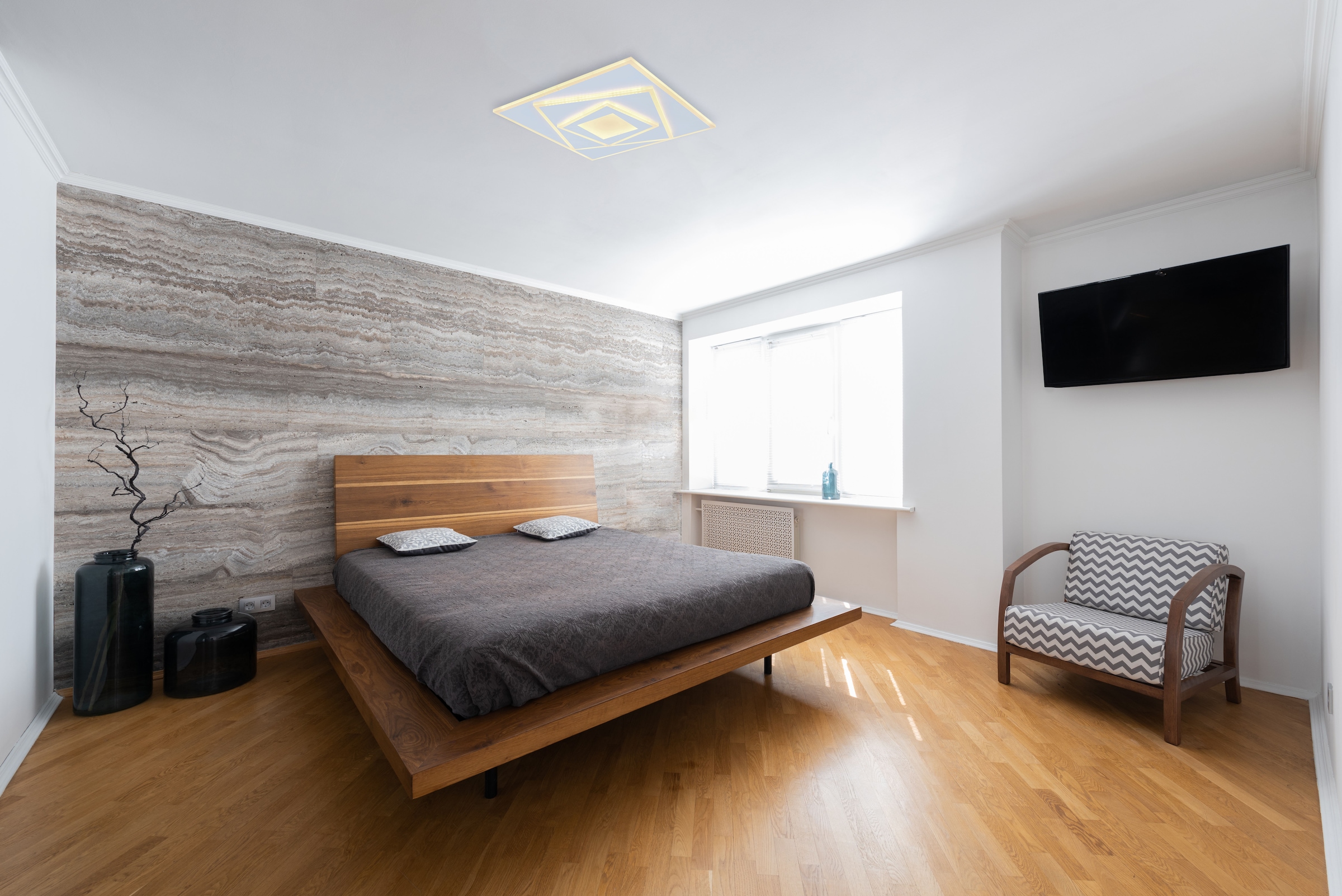 GLOBO LIGHTING LED Deckenleuchte »HORNI« LED-Modul 1 Stk. Warmweiß Deckenlampe/ LxBxH: 400x400x54mm/Wohnzimmer/Schlafzimmer/modern