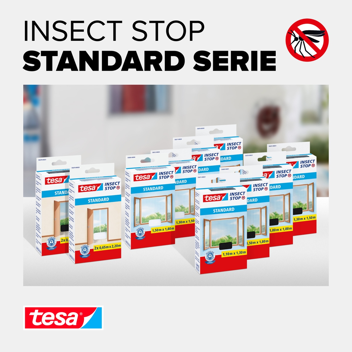 tesa Insektenschutz-Tür »Insect Stop Standard Fliegengitter für Türen - 2x 0.65 m : 2.2 m«, Insektenschutzgitter -Fliegenetz ohne Bohren-zuschneidbar