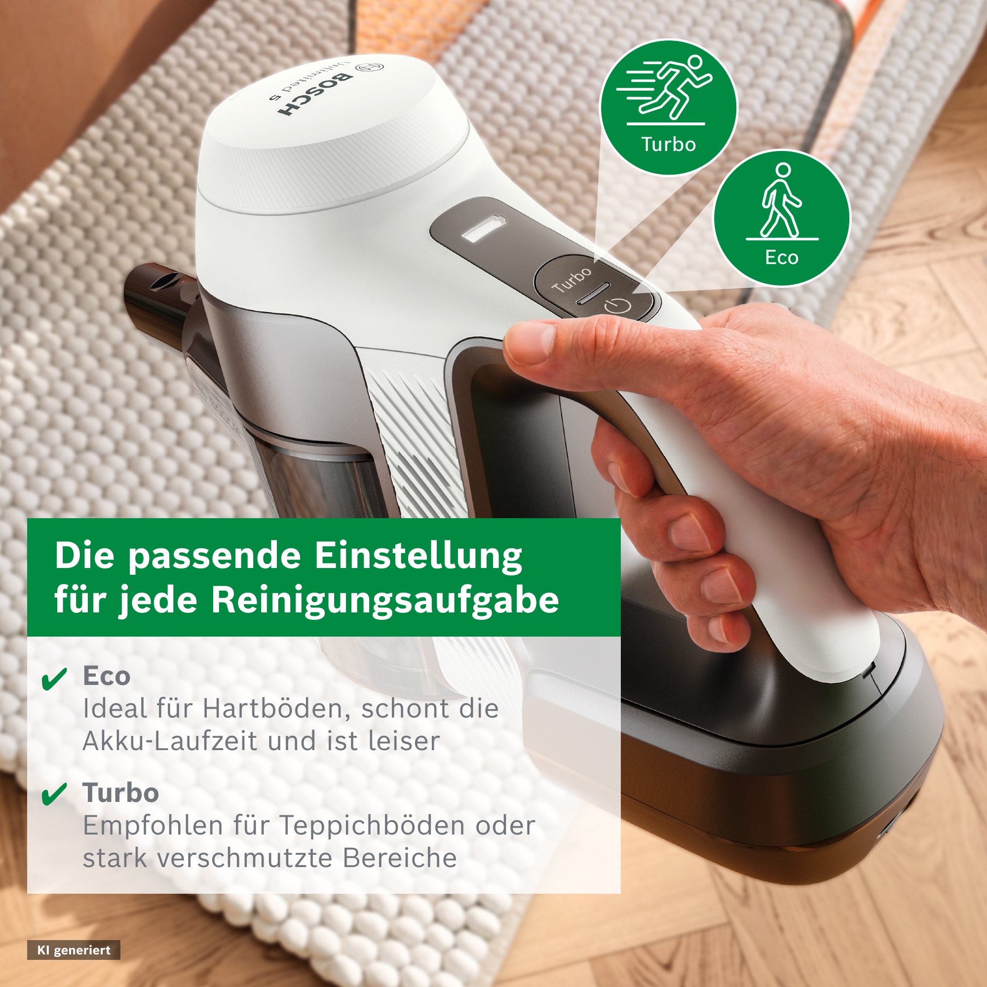 BOSCH Akku-Stielstaubsauger »Unlimited 5 BBU52WBA, LED-Düse, Made in Germany« starke Saugleistung, bis zu 50 Min. Laufzeit, Fugendüse, leicht, weiß