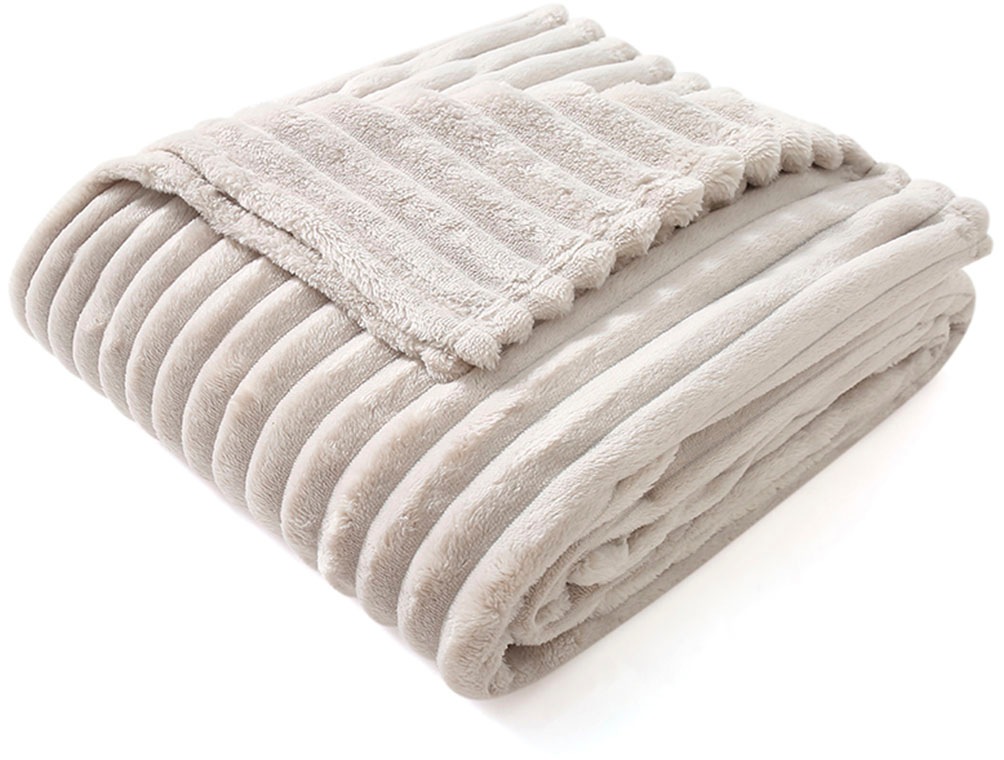 OTTO home Wohndecke »Millara« Kuscheldecke in Cord-Optik, 150x200 cm, Wohndecke, Sofadecke beige Polyester