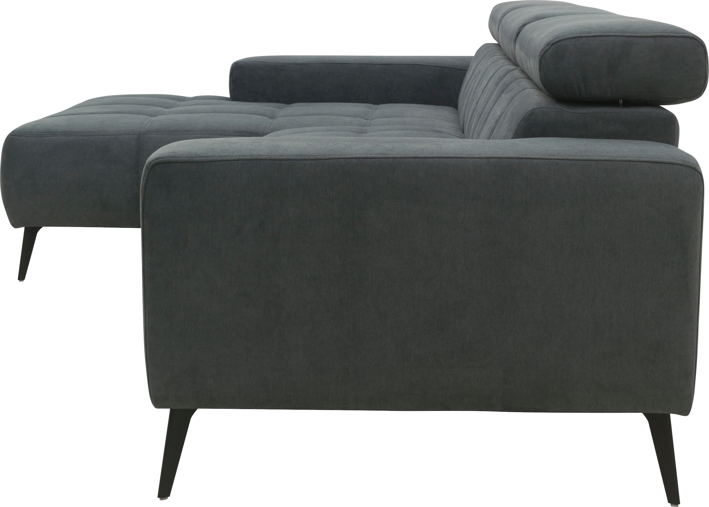 DOMO collection Ecksofa »Trento L-Form, mit Kufenfuß oder Einzelfuß«, wahlweise mit Kopfteilverstellung, Recamiere links/rechts bestellbar