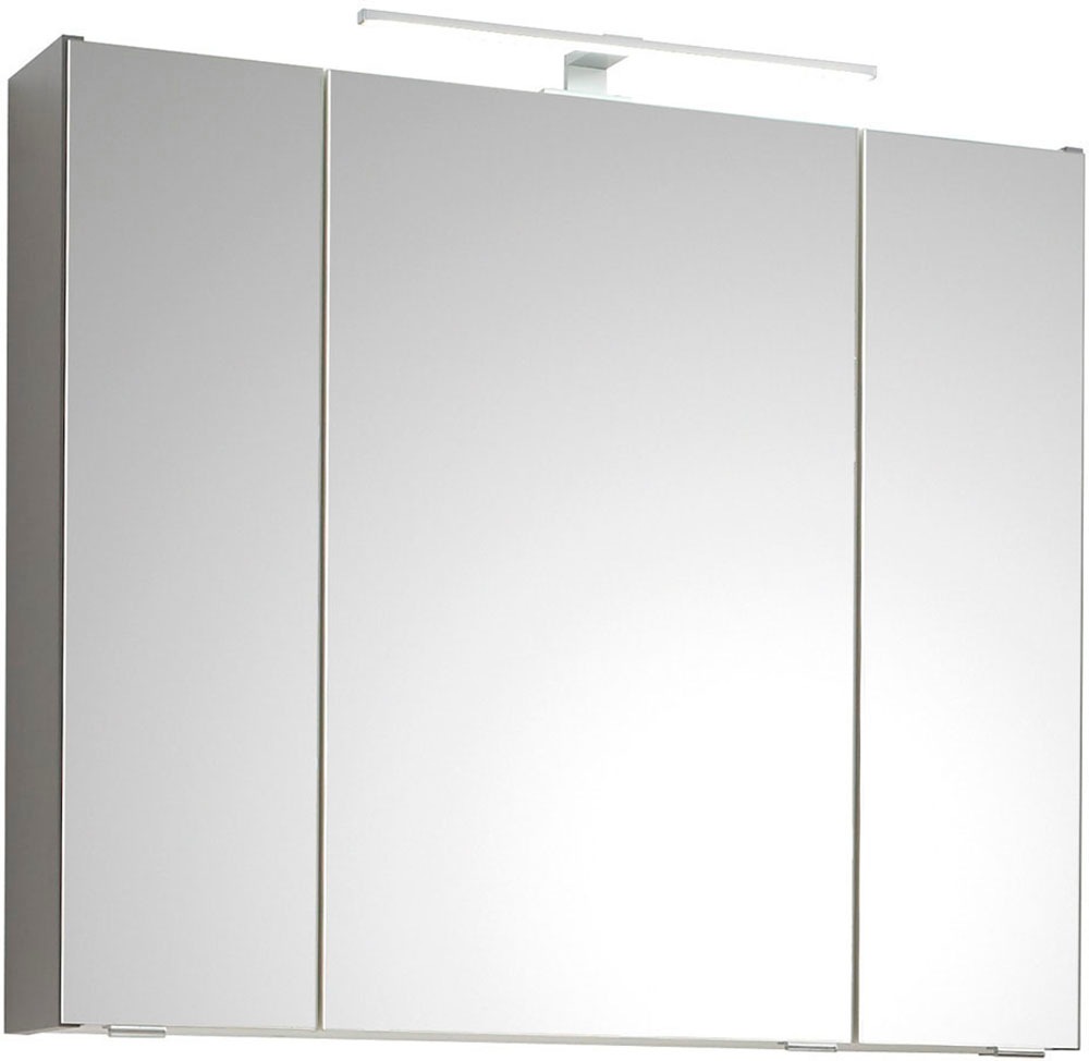 Saphir Badmöbel-Set »Quickset 2-teilig, Keramik-Aufsatzbecken mit LED-Spiegelschrank«, (5 St.), Waschplatz 80 cm breit, inkl. Türdämpfer, 3 Türen, 2 Schubladen
