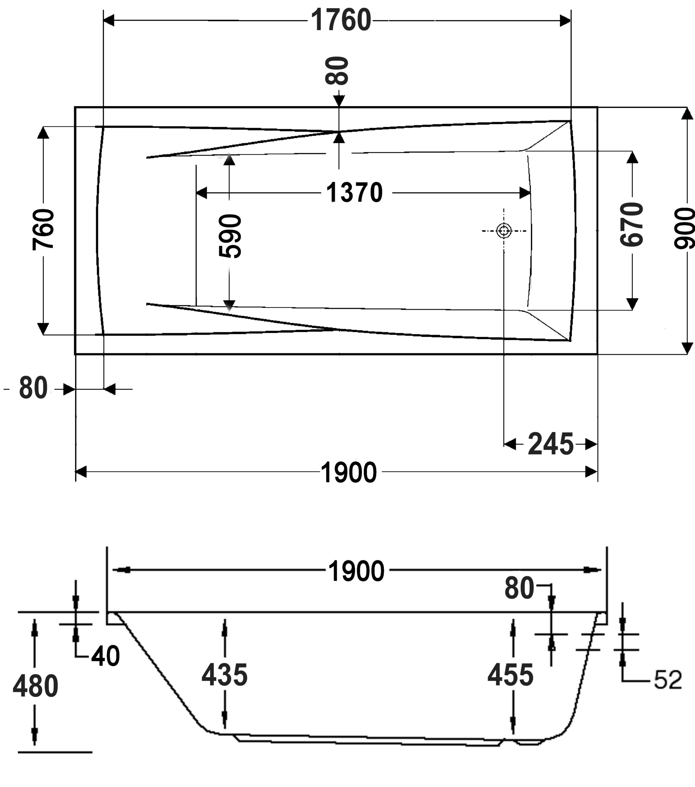 OTTOFOND Whirlpool-Badewanne »Atlanta«, (Set), 170x75 cm, inkl. 1 Nackenstütze und 2 Griffe in silbermatt