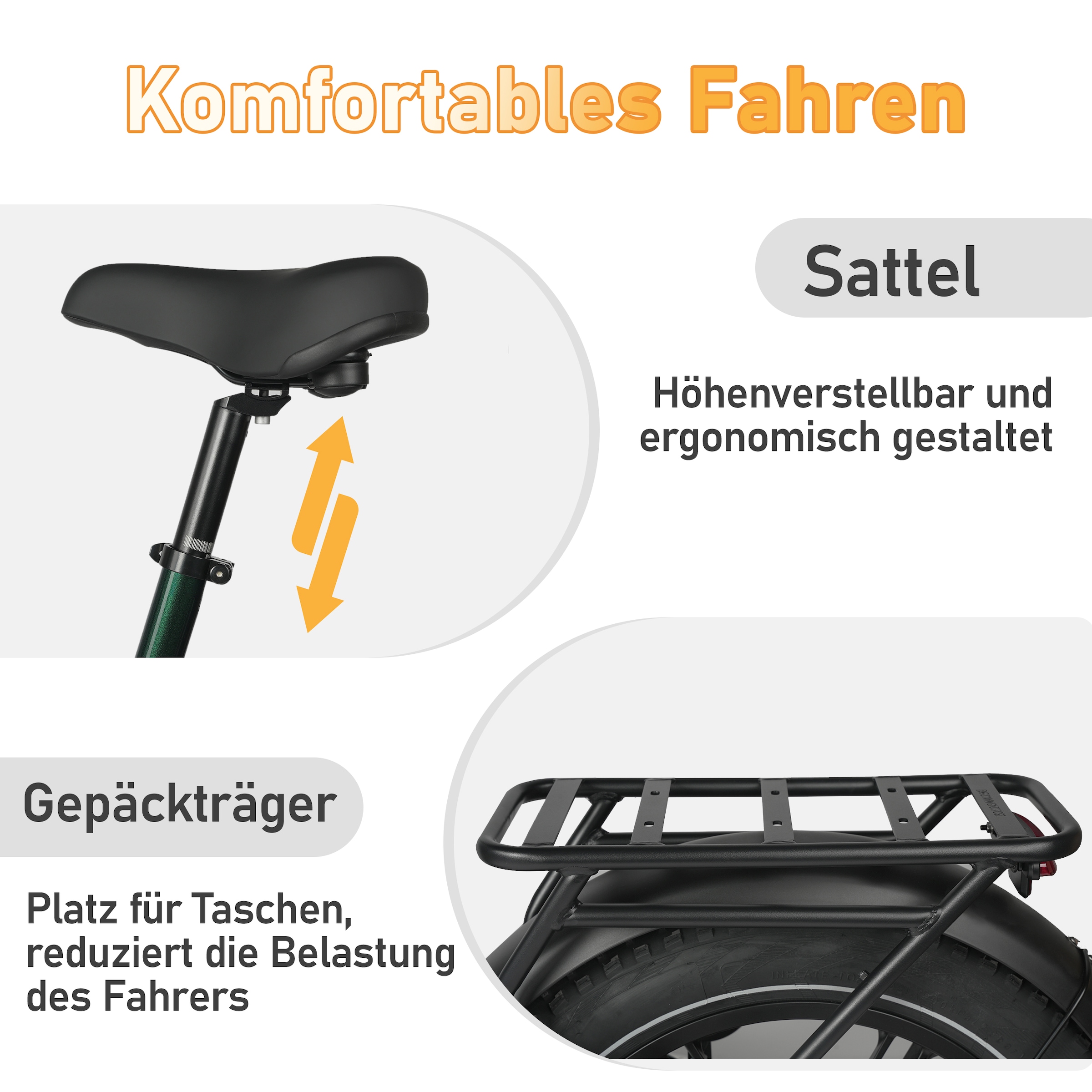 Maxtron »Maxtron Camel E-Bike compactbike« 7 Gang Shimano Kettenschaltung Heckmotor 500 W Packung,  20-Zoll-Fettreifenfahrrad mit Vorder- und Hinterradfederung