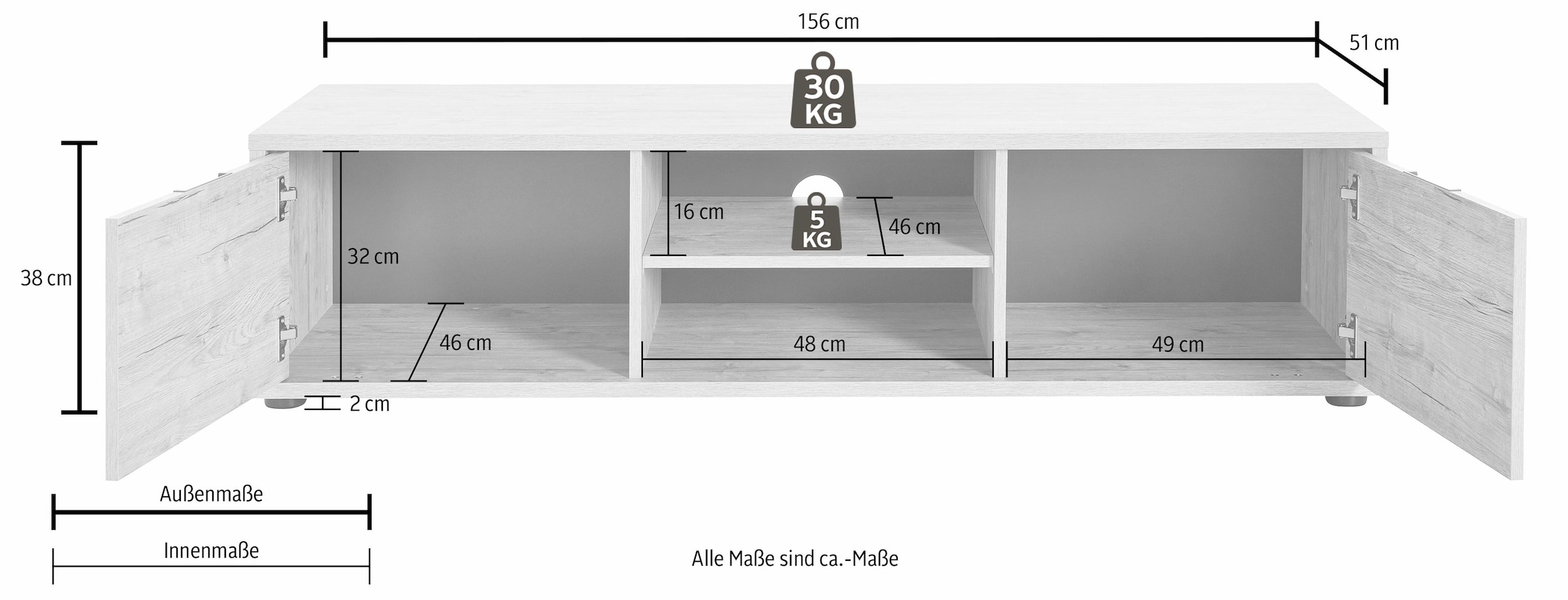 INOSIGN Lowboard »Palma«, Breite 156 cm