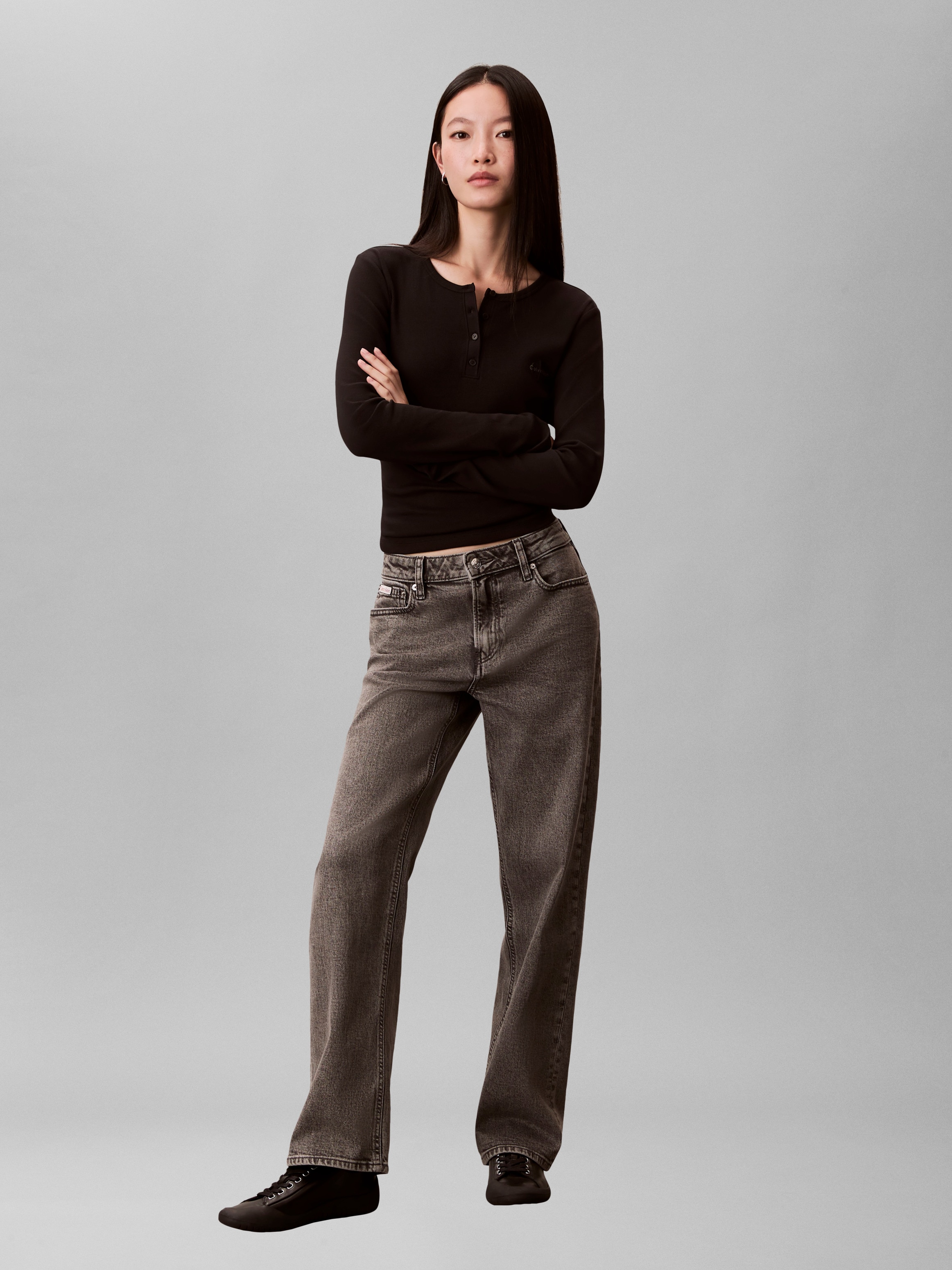 Calvin Klein Jeans Langarmbluse Regular fit mit Rundhalsausschnitt