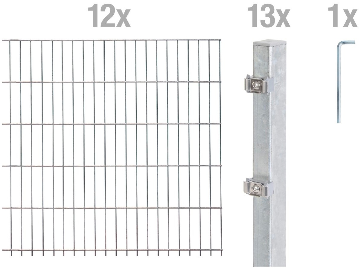 Alberts Doppelstabmattenzaun, (Set), feuerverzinkt, 140 cm hoch, 12 Matten für 24 m,... kaufen