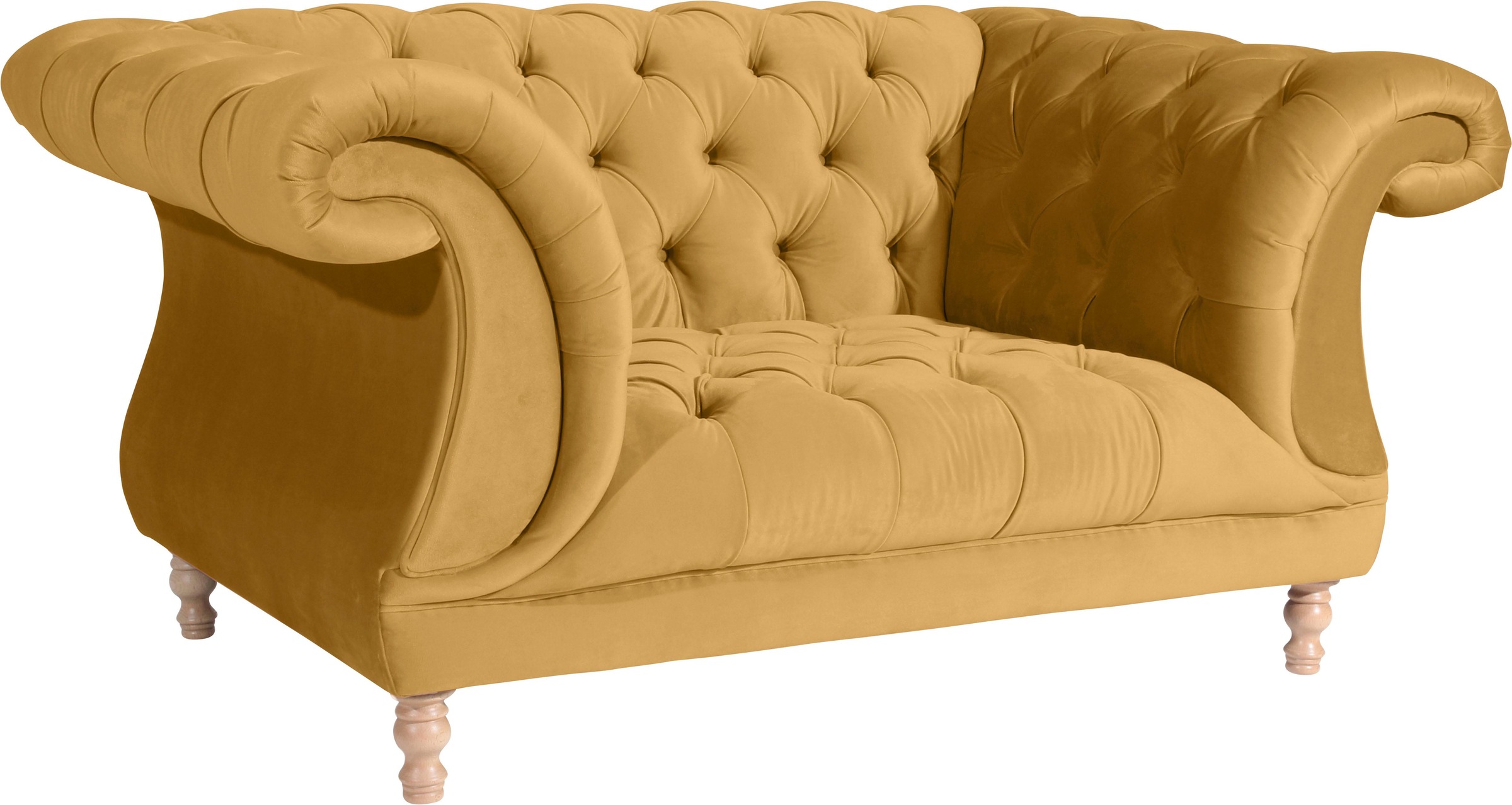 Max Winzer® Loveseat »Isabelle, Loungesessel«, mit Knopfheftung & gedrechselten Füßen in Buche natur, Breite 167 cm