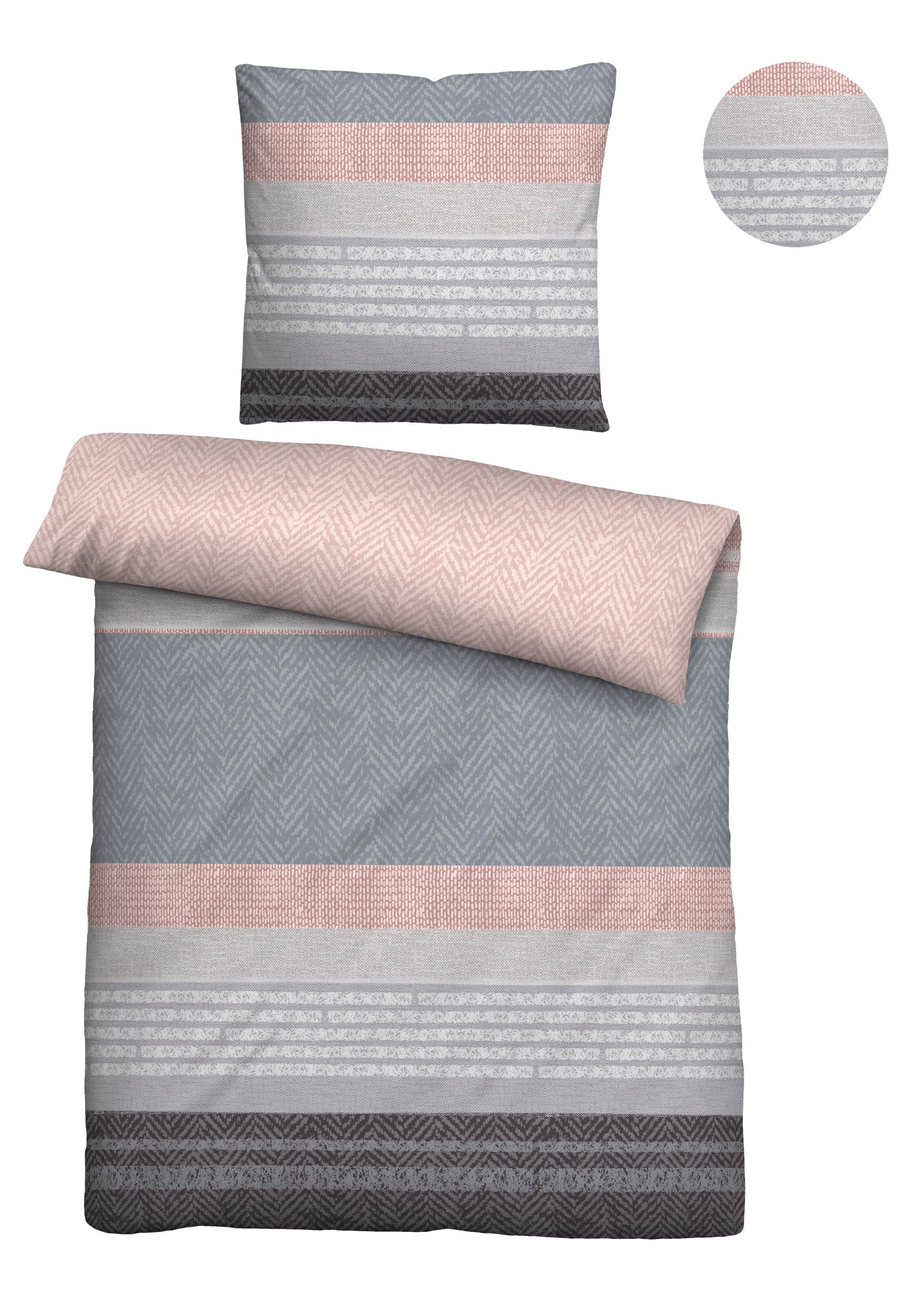 Biberna Bettwäsche »0004104« 2 Stk. tlg. wohlig warm + weich, pflegeleicht, 100% Baumwolle, Reißverschluss