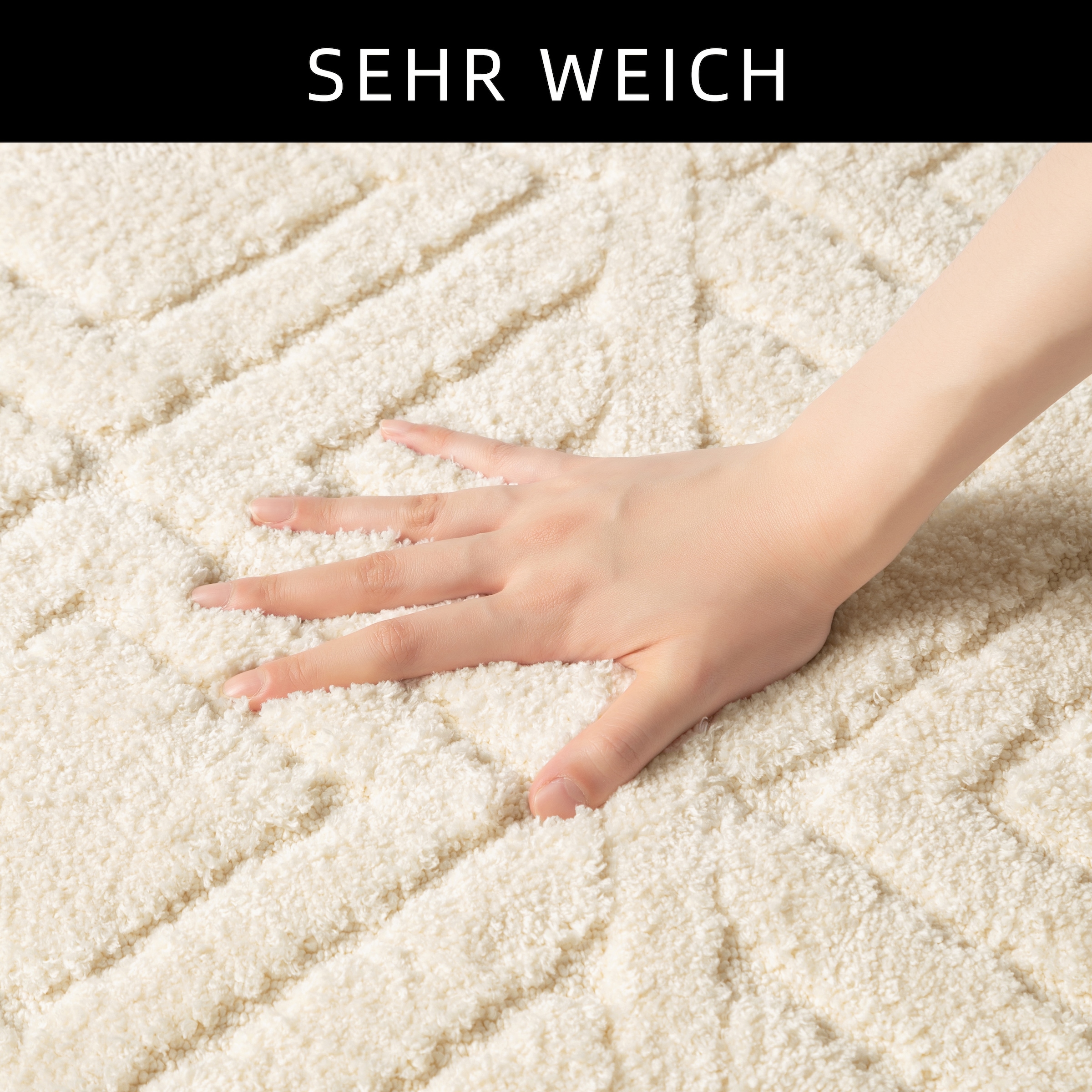 my home Badematte »Louvres, Badvorleger, Badezimmer Teppich, Duschvorleger«, schnell trocknend, Badteppich, Uni Farben, Hoch-Tief Effekt, Boho-Style