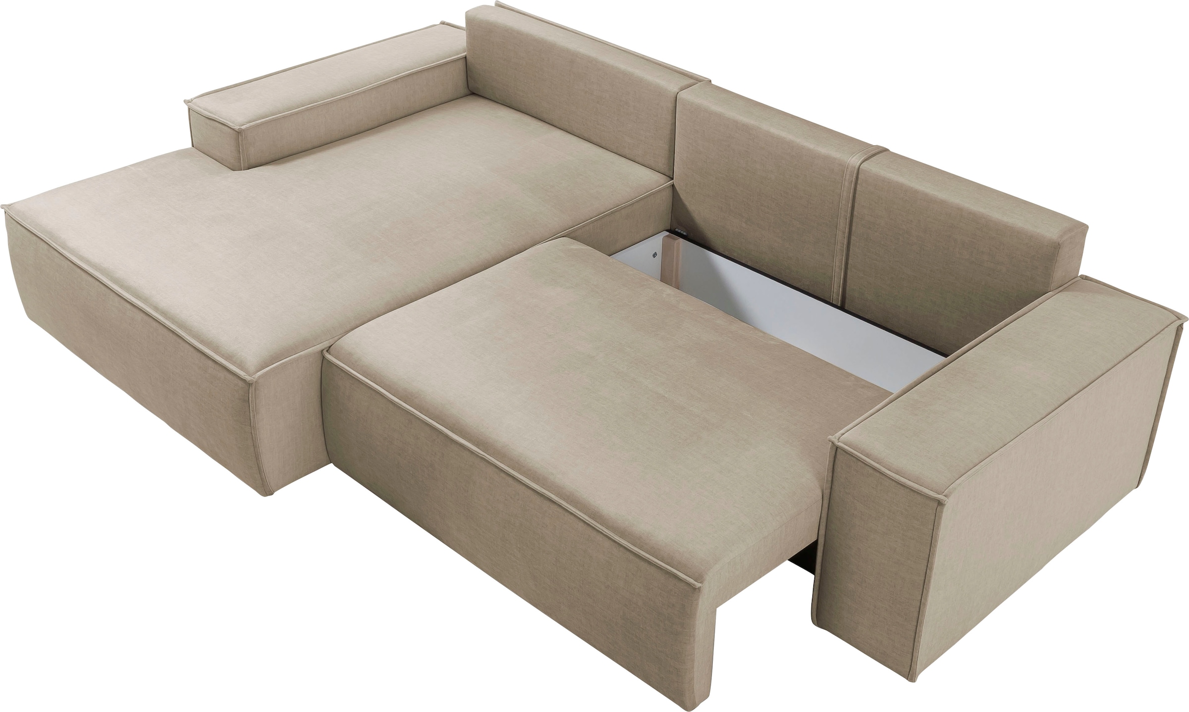 Home affaire Ecksofa SHERWOOD Schlafsofa 267 cm, L-Form, Schlaffunktion mit Bettkasten (210x136 cm), Cord, Vintage, Samtvelours