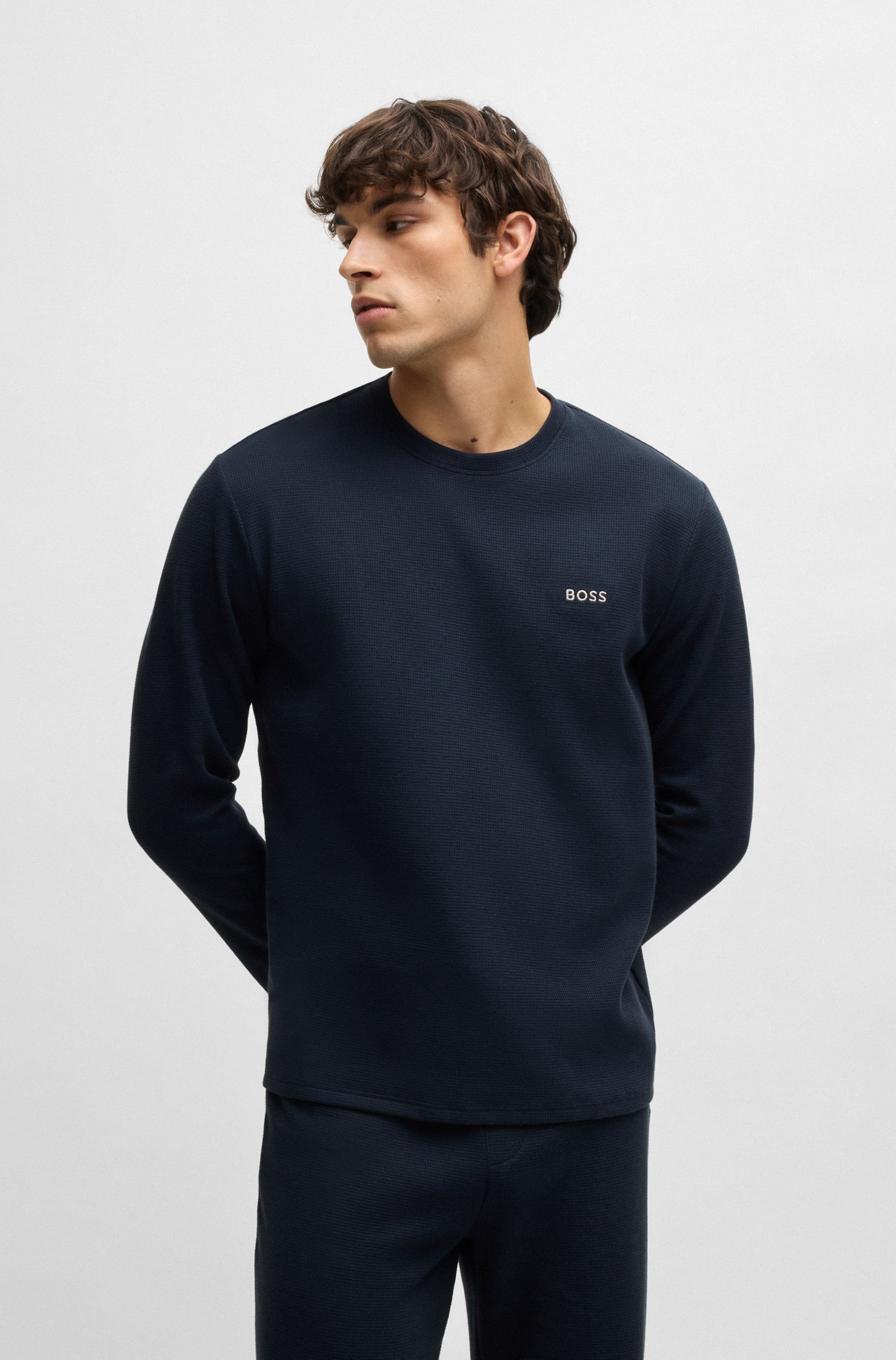 BOSS Pyjamaoberteil »Waffle LS-Shirt«