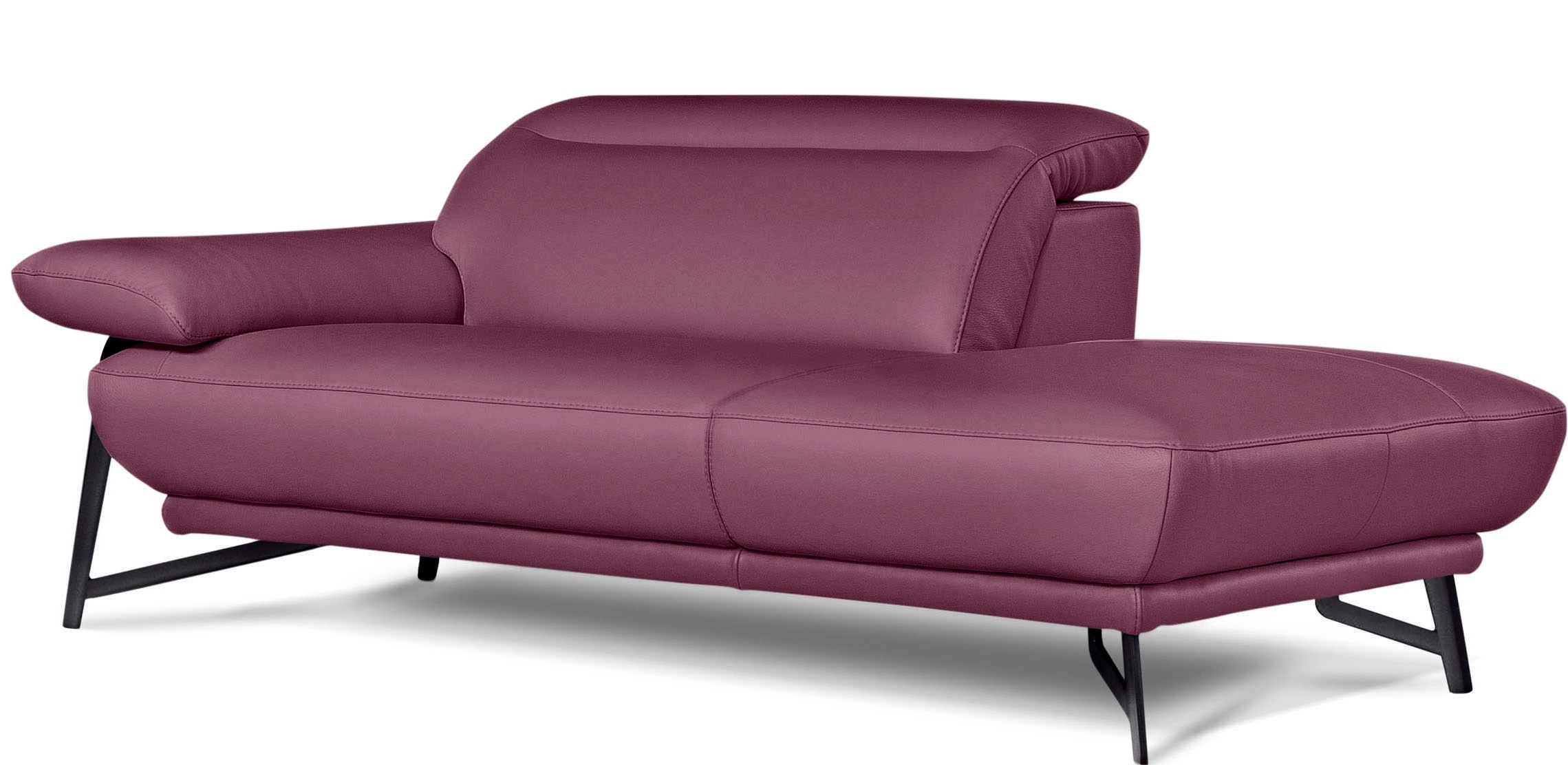 Egoitaliano Ottomane »Anais, erstklassiges Designsofa, Breite 179 cm, Fußfarbe schattengrau«, Kopfteil verstellbar, Leder NUVOLE, violett