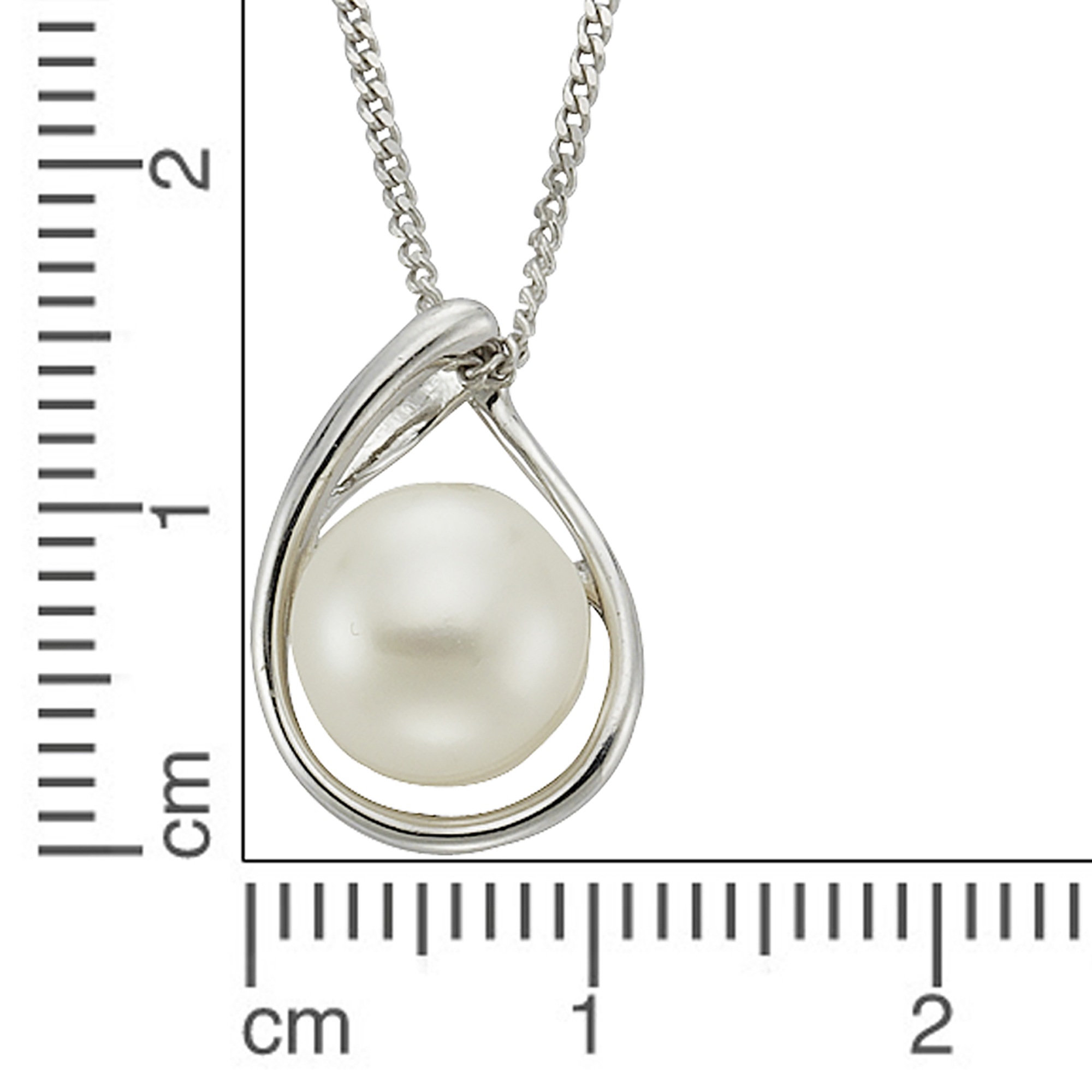 Zeeme Kette mit Anhänger »Silber 925 rhodiniert 45cm mit einer weißen Perle 9-9,5mm«