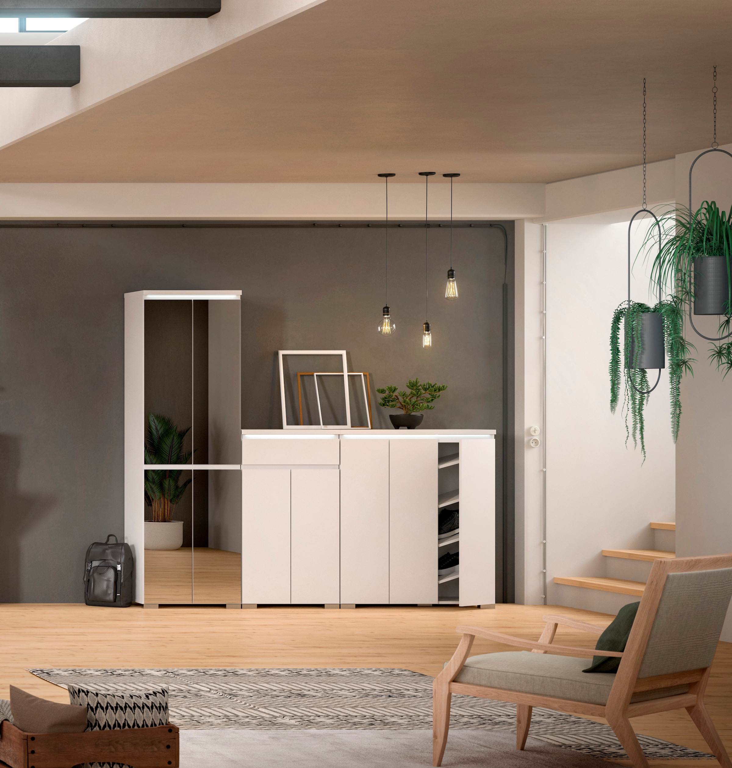 INOSIGN Schuhschrank »Skoskap, Tiefe 40 cm, 4 Türen, 9 Fächer, 7 verstellbare Einlegeböden«, Platz für ca. 27 Schuhpaare, Hochschrank, Spiegelschrank,Dielenschrank