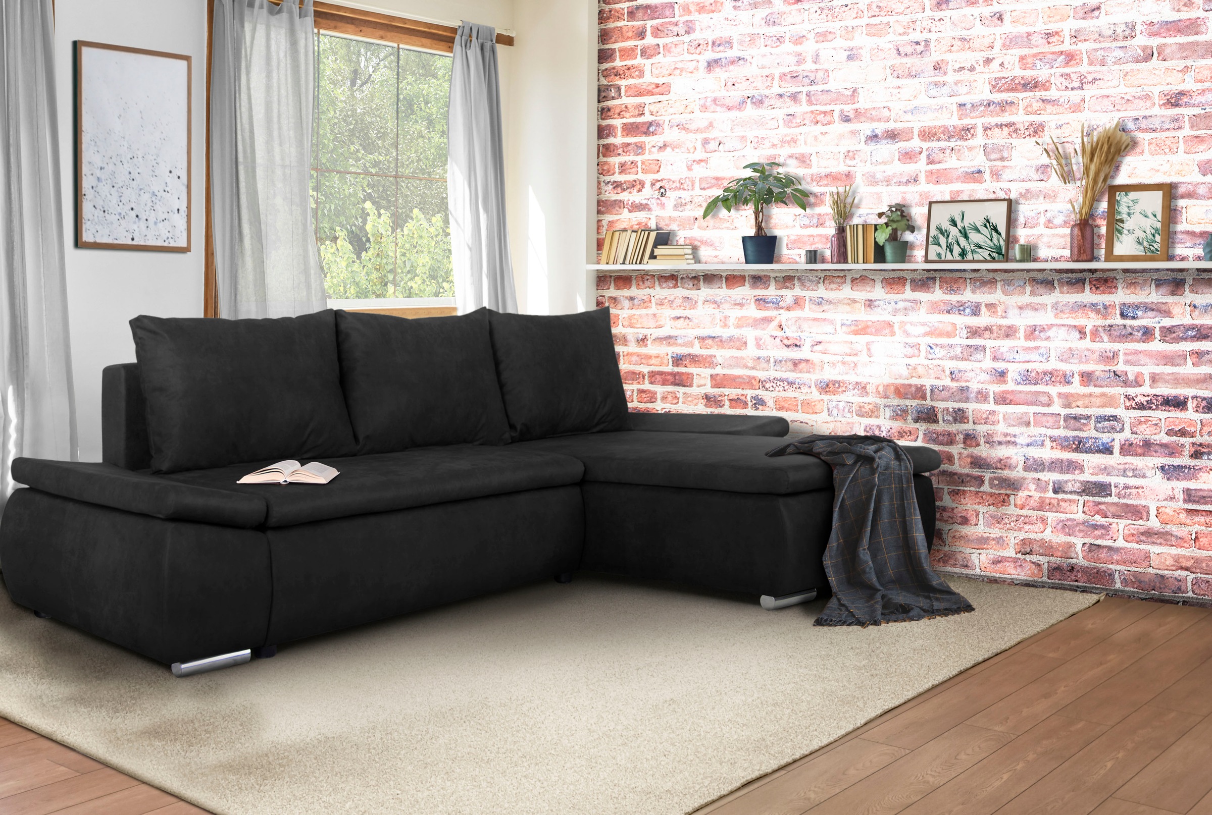 Home affaire Ecksofa Acra L-Form, mit Bettfunktion und Bettkasten, in Matte günstig online kaufen