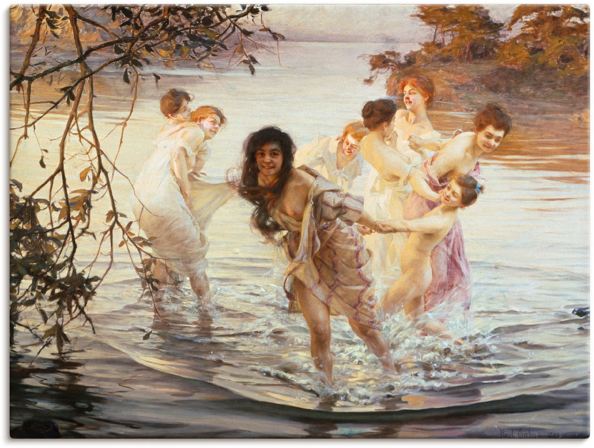 Artland Wandbild »Glückliches Spiel im Wasser. 1899« Gruppen & Familien 1 S günstig online kaufen