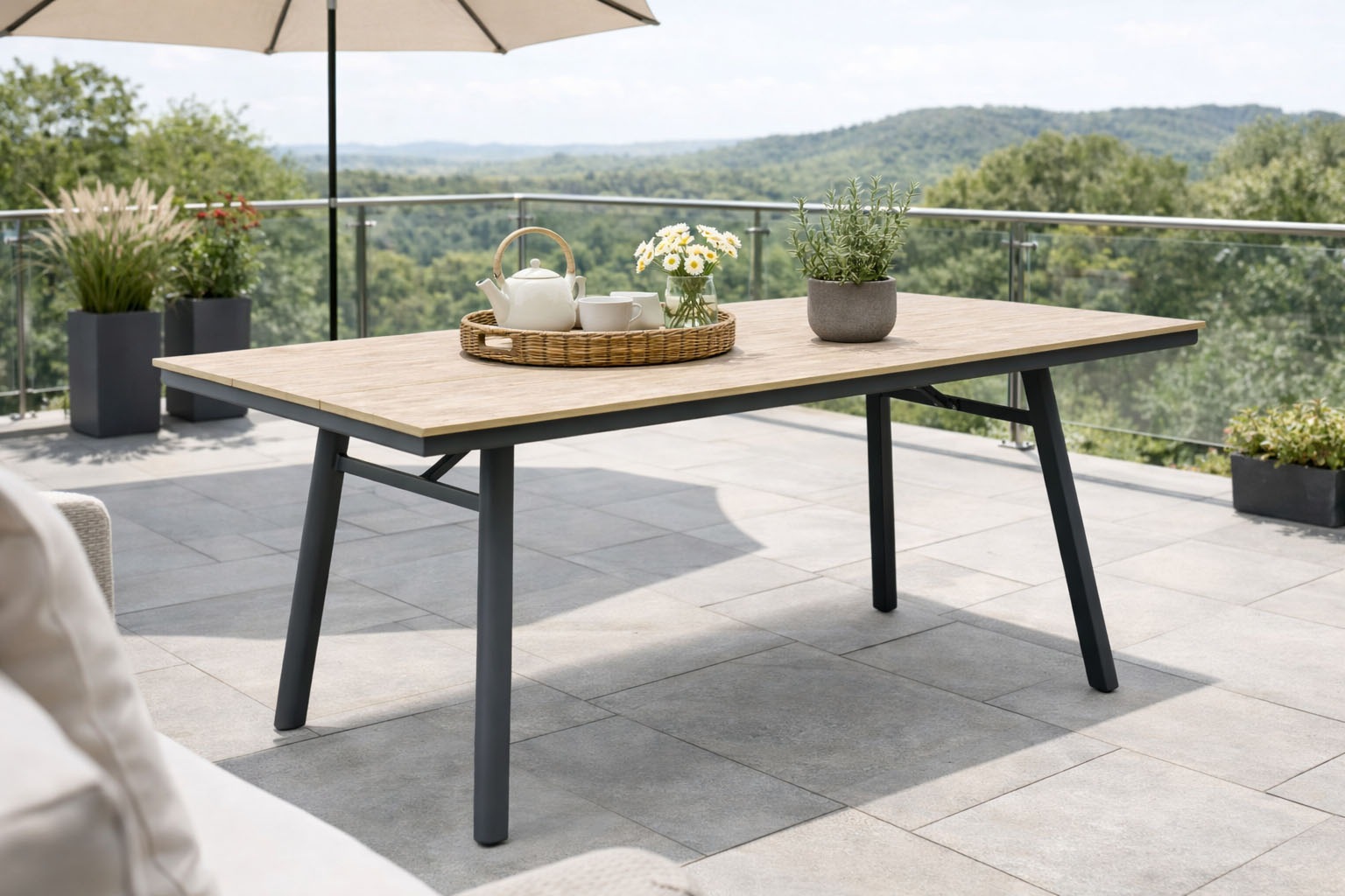 Destiny Garten-Essgruppe »LIMONE SAN MARINO« Set, 5 tlg. Essgruppe 4 Se + Tisch RE 180x90cm holzf.