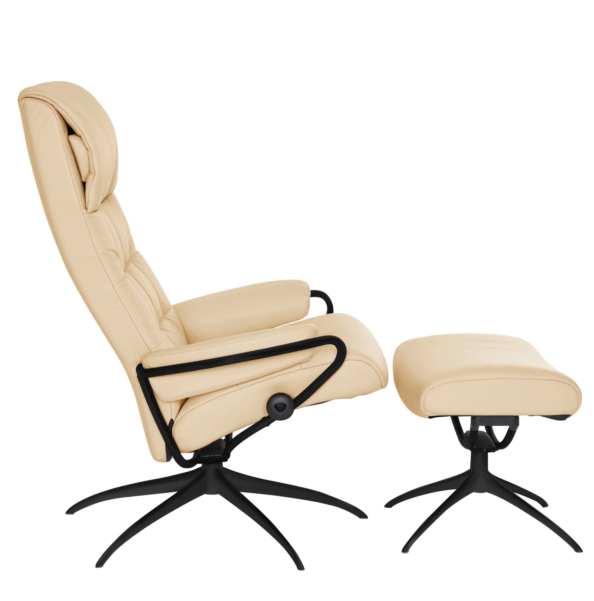 Stressless® Relaxsessel »London«, (Set, Relaxsessel mit Hocker), mit Hocker, High Back, mit Star Base, Gestell Schwarz