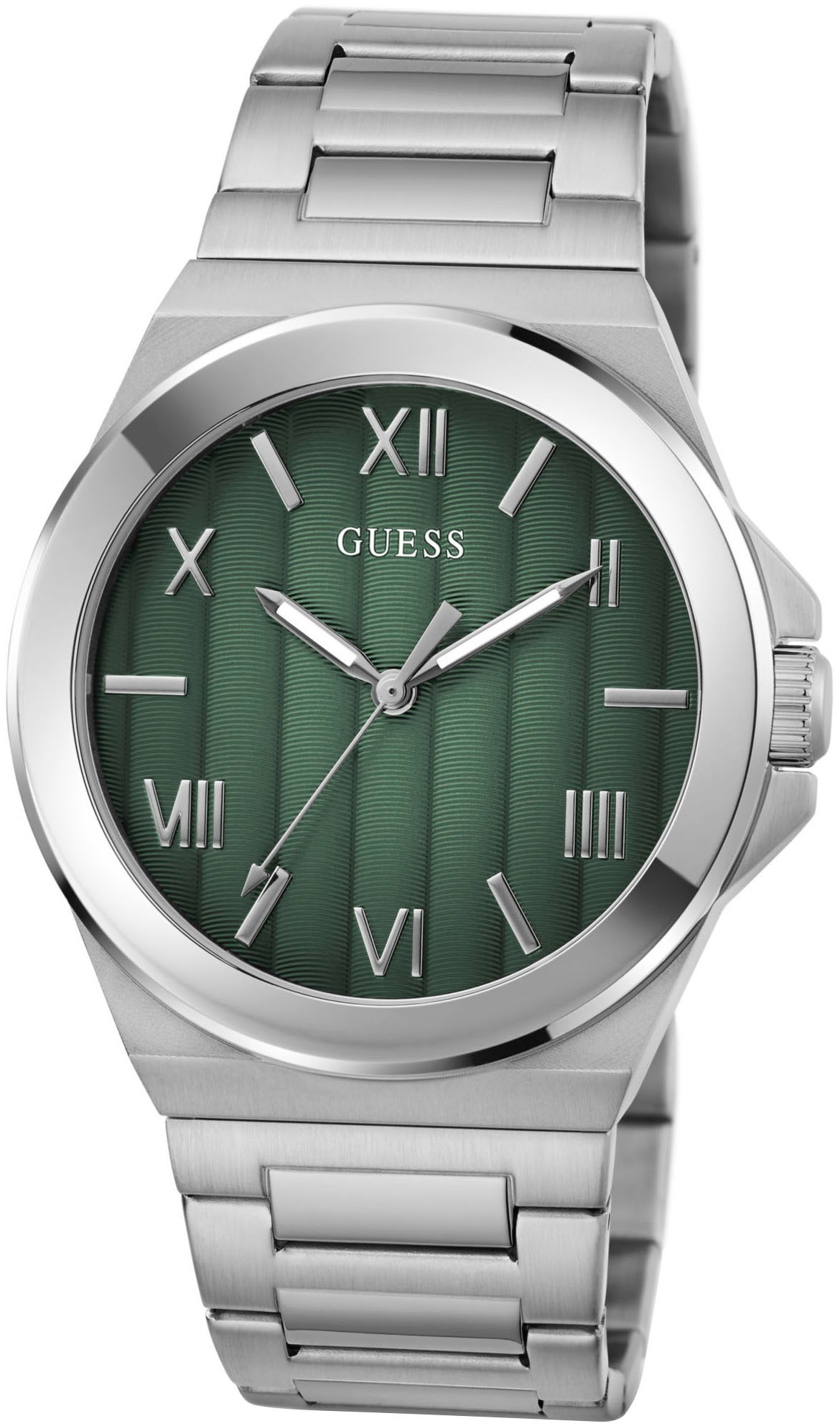 Guess Quarzuhr »VINYL«, Armbanduhr, Herrenuhr, Edelstahlarmband, Mineralglas, analog