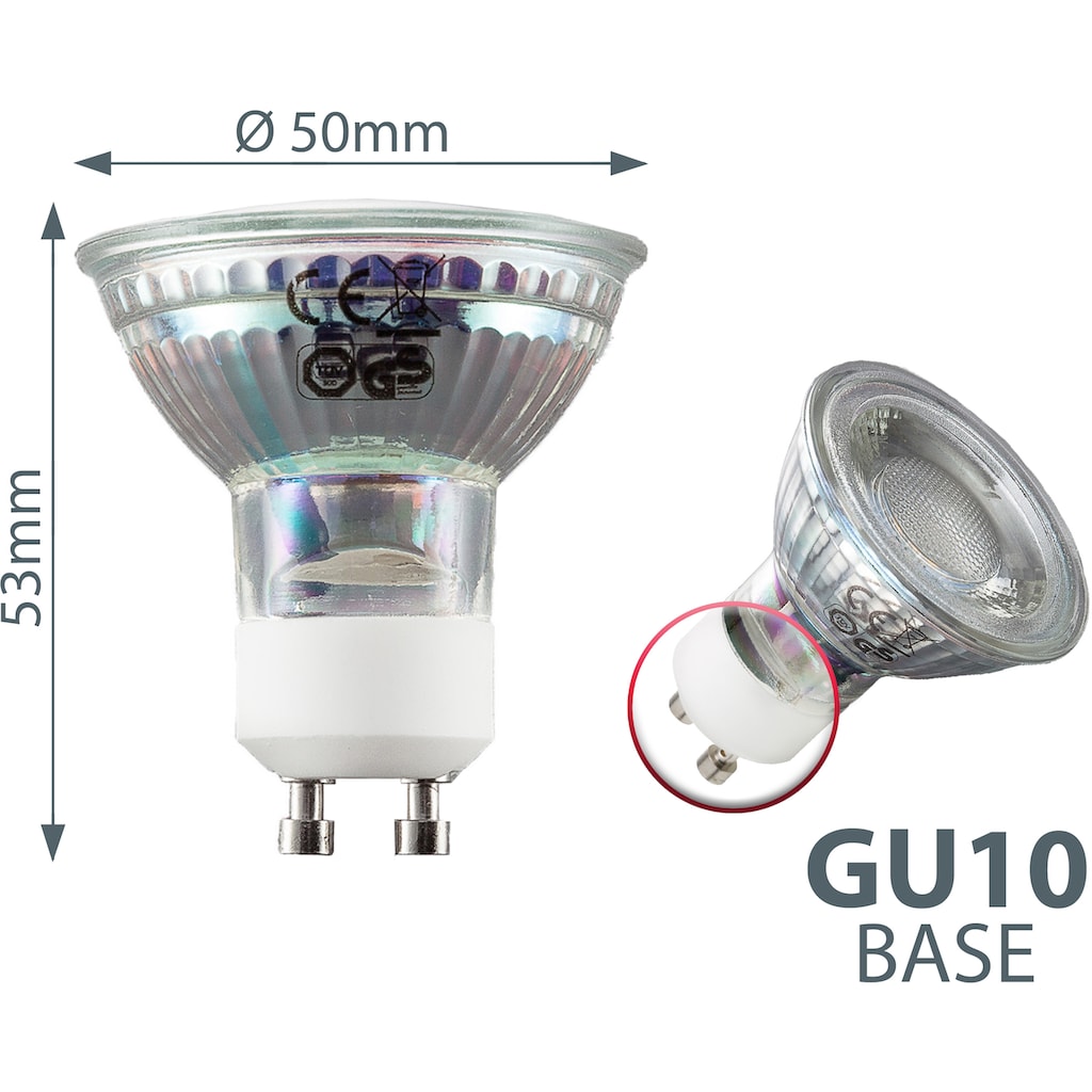 B.K.Licht LED-Leuchtmittel, GU10, 10 St., Warmweiß, LED Lampe Glüh-Birne Reflektor-Form 5W 400 Lumen 3000K warmweiss