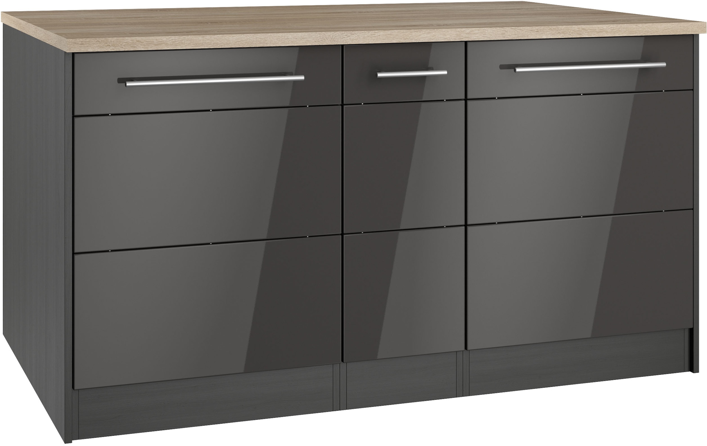 KOCHSTATION Kücheninsel »KS-Wien«, Breite 153 cm, MDF-Fronten, Flaschenregal