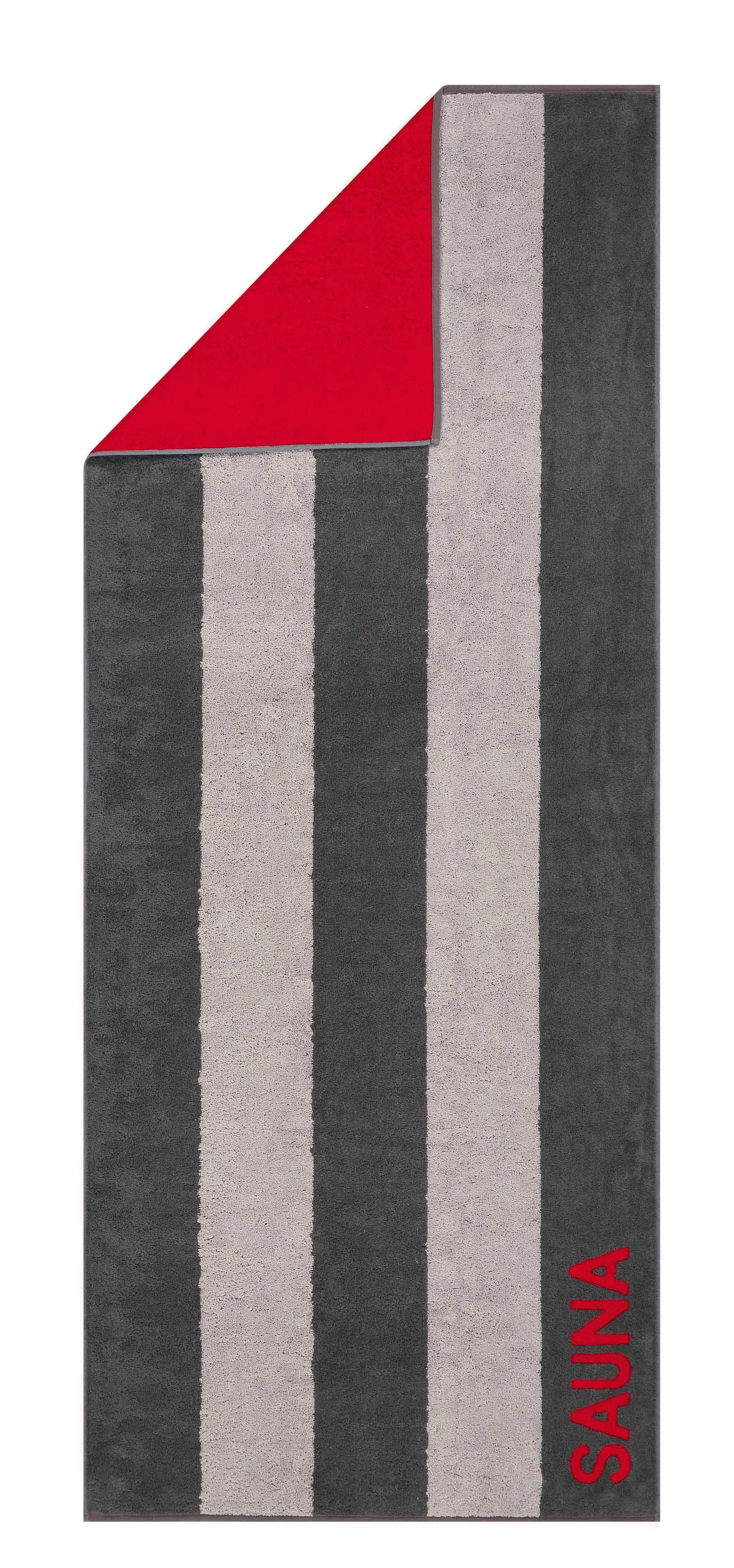 Cawö Saunatuch »Sauna Doubleface«, (1 St.), 80x200 cm, gestreift mit  abgesetzter Wendeseite, reine Baumwolle bequem und schnell bestellen
