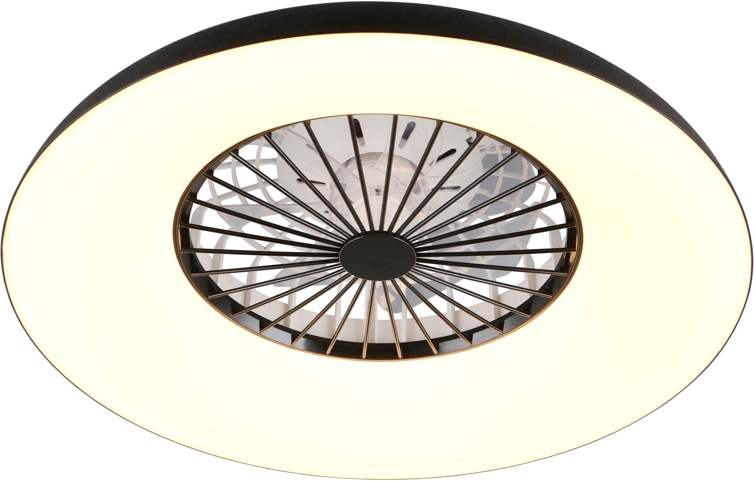 REALITY Leuchten LED Deckenleuchte »SVAERHOLT mit Ventilator, großer Deckenventilator Ø 60cm mit RGB Licht« LED-Board 1 Stk. RGB | warmweiß - kaltweiß 5-Stufen Ventilator Fernbedienung RGB Farbwechsel 4500 Lumen CCT