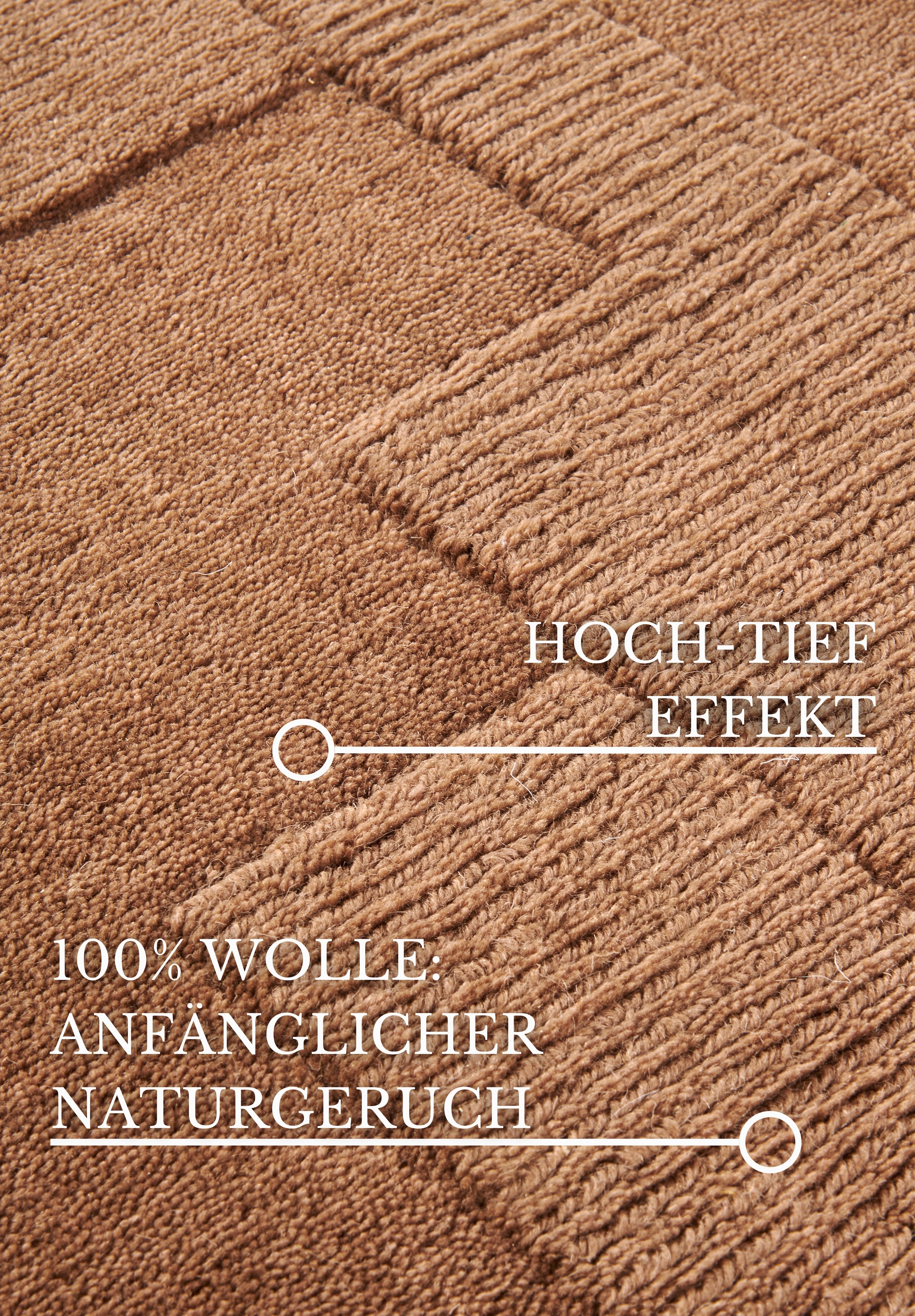 Villeroy & Boch Wollteppich »Wilhelmine«, rechteckig, 10 mm Höhe, Läufer, handgewebt, Wolle, Natur, Wohnzimmer, Geometrie, Boho