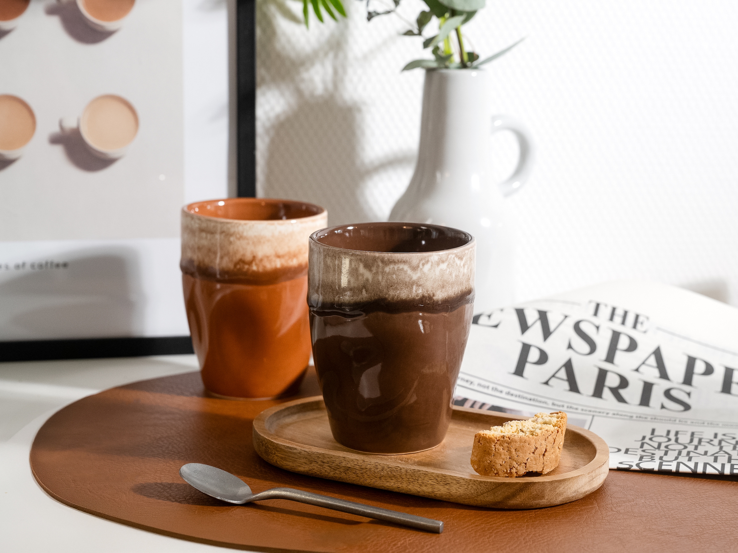CreaTable Becher »Squeezy Mocha Mousse, Kaffeebecher 4-tlg« Einzigartige Optik, Reaktivglasur