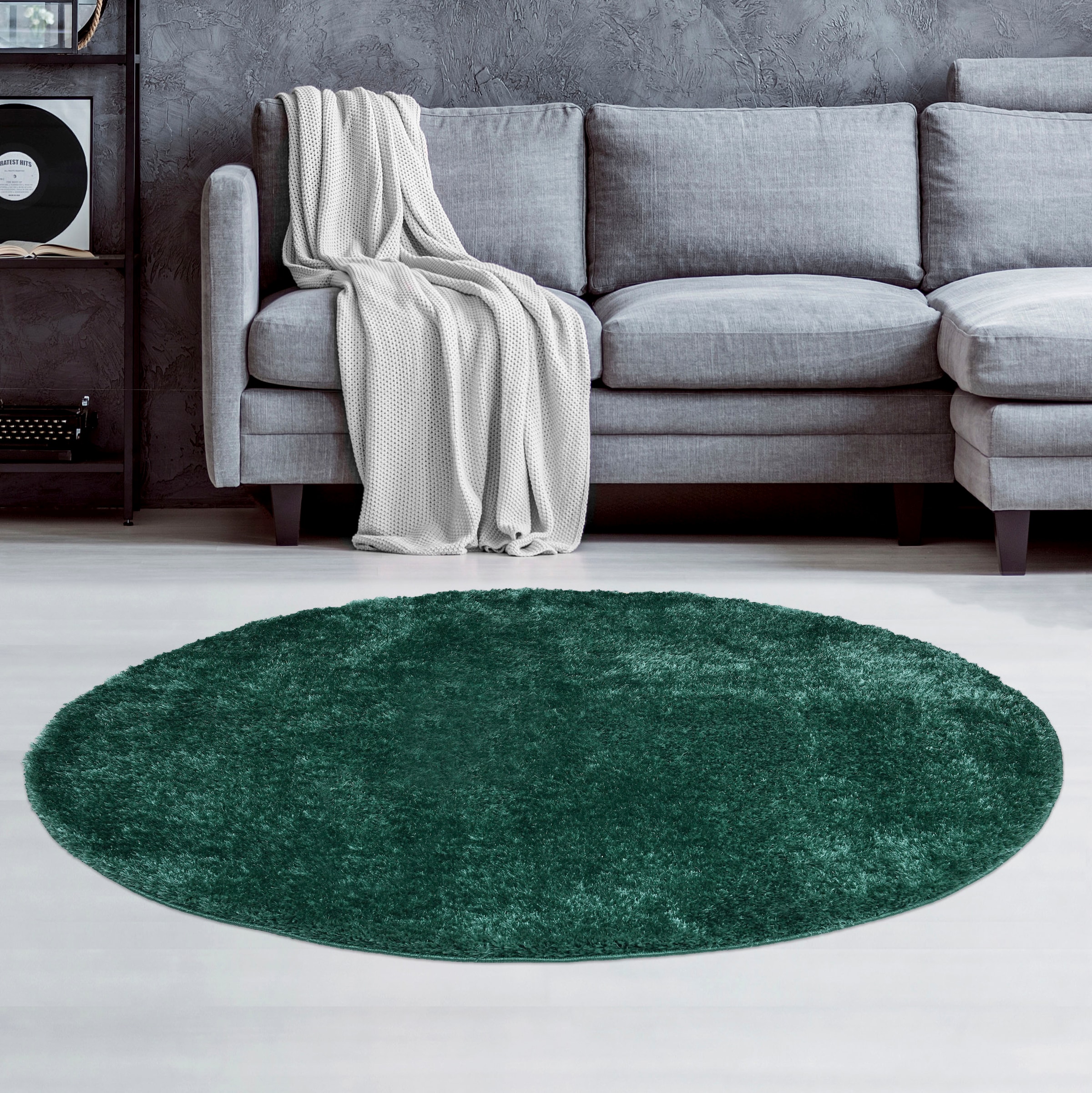 Home affaire Hochflor-Teppich »Anastasia«, rund, 43 mm Höhe, Shaggy-Teppich, Uni-Farben, besonders weich durch Mikrofaser