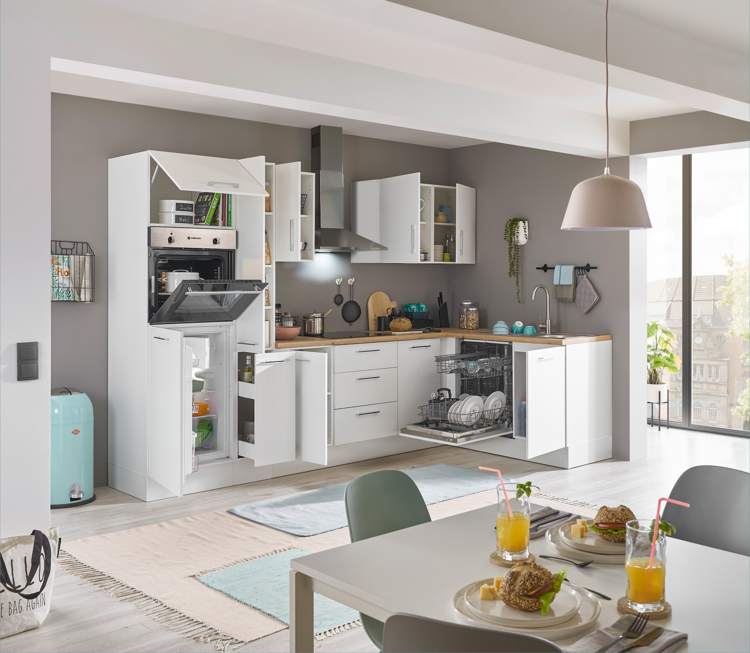 BASIC by Balculina Winkelküche »Turin«, Stellbreite 310x175 cm, wahlweise mit E-Geräten
