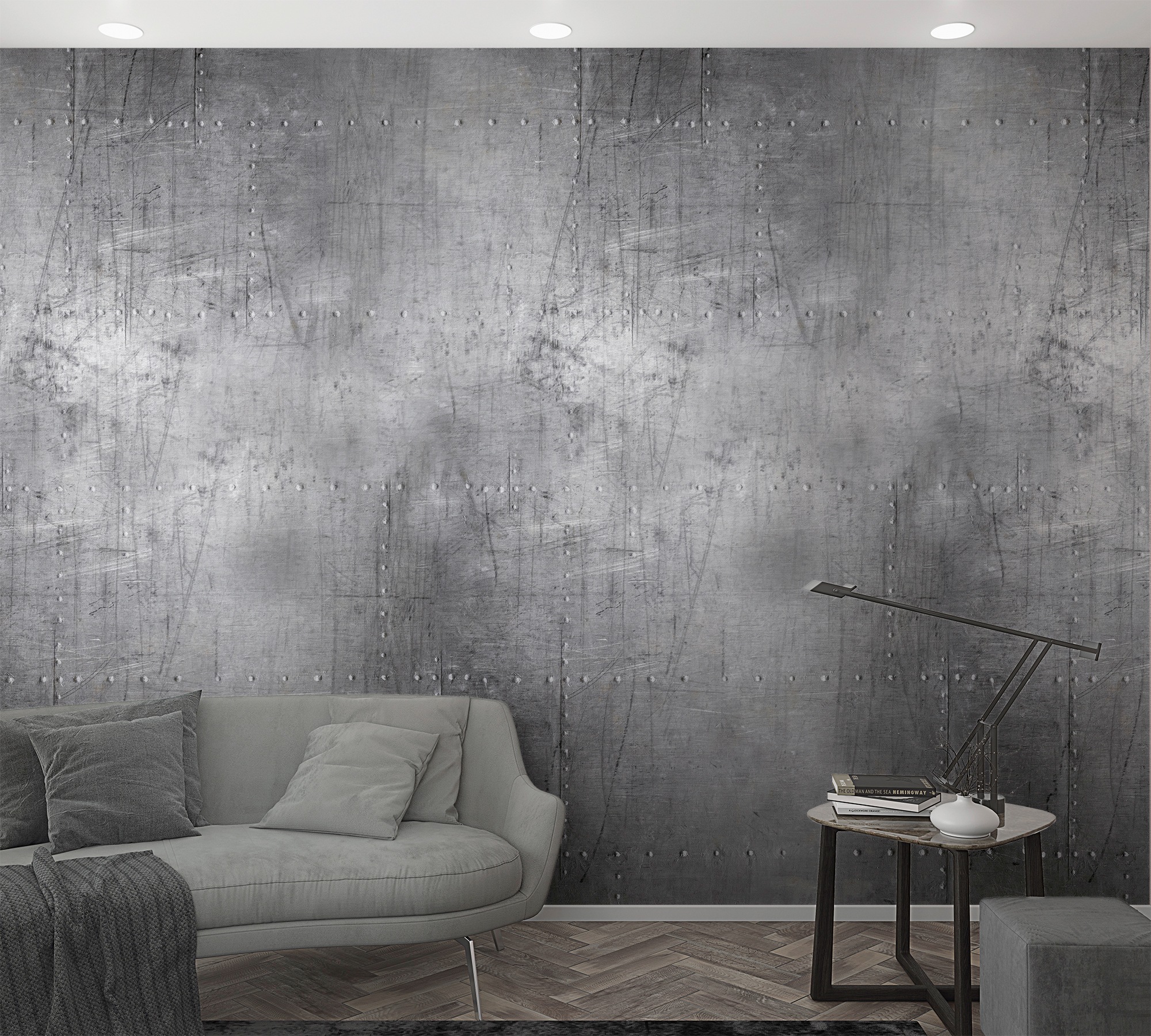 Marburg Vliestapete Illustration Metall Grau 270 cm x 159 cm FSC® günstig online kaufen