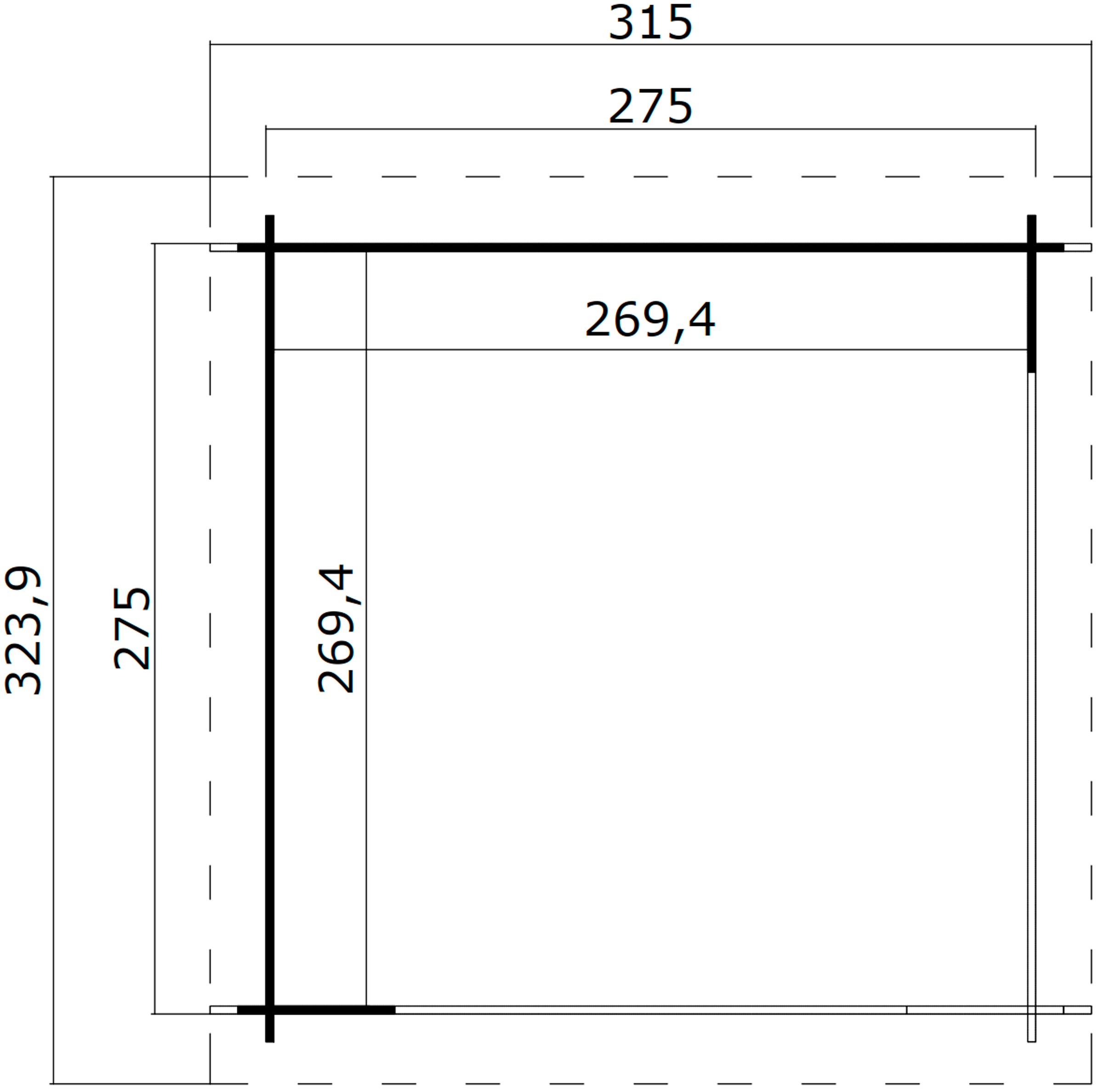 LASITA MAJA Gartenhaus »Unterstand/Lounge Buffalo 275«, Unterstand / Lounge 28mm, Fundamentmass 2750x2750, Carbongrau