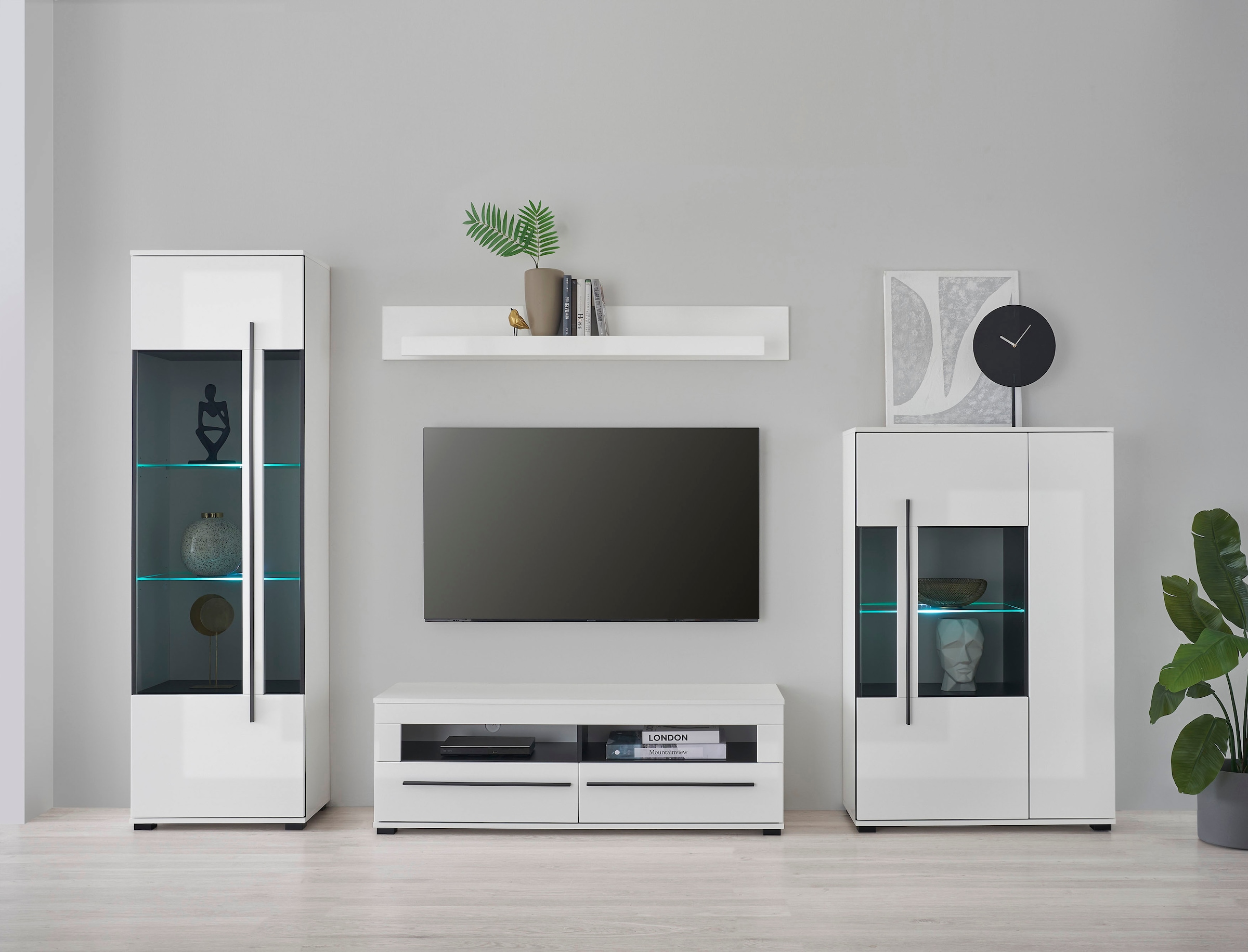 INOSIGN Wohnwand »Cantara, moderne Anbauwand, Wohnzimmer-Set, in Eiche Evok günstig online kaufen