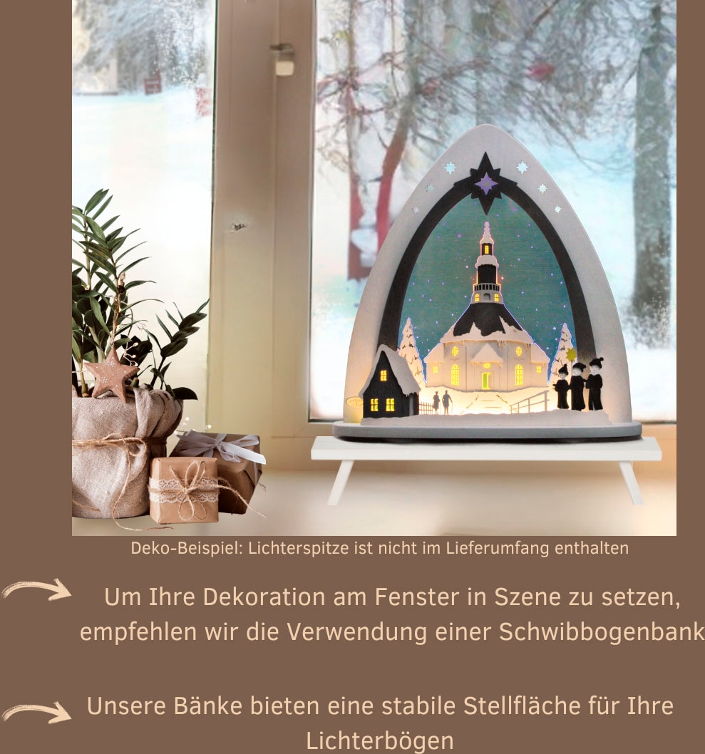 Weigla Schwibbogen-Fensterbank »Weihnachtsdeko«, aus Buchenholz, weiß-lackiert,Höhe ca. 11 cm