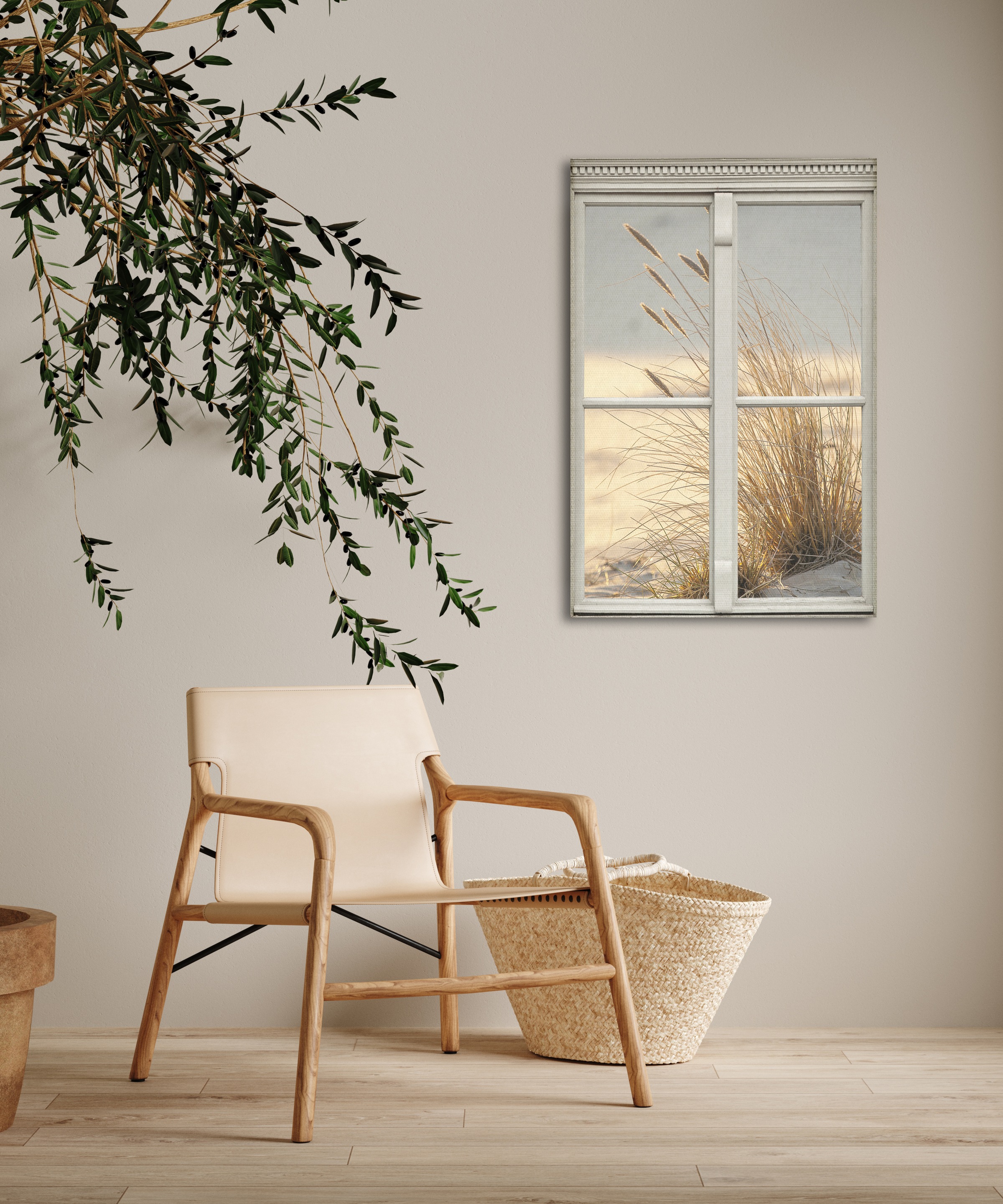 queence Leinwandbild »Düne«, Düne-Gräser-Natur-Fensterblick, (1 St.), Premi günstig online kaufen
