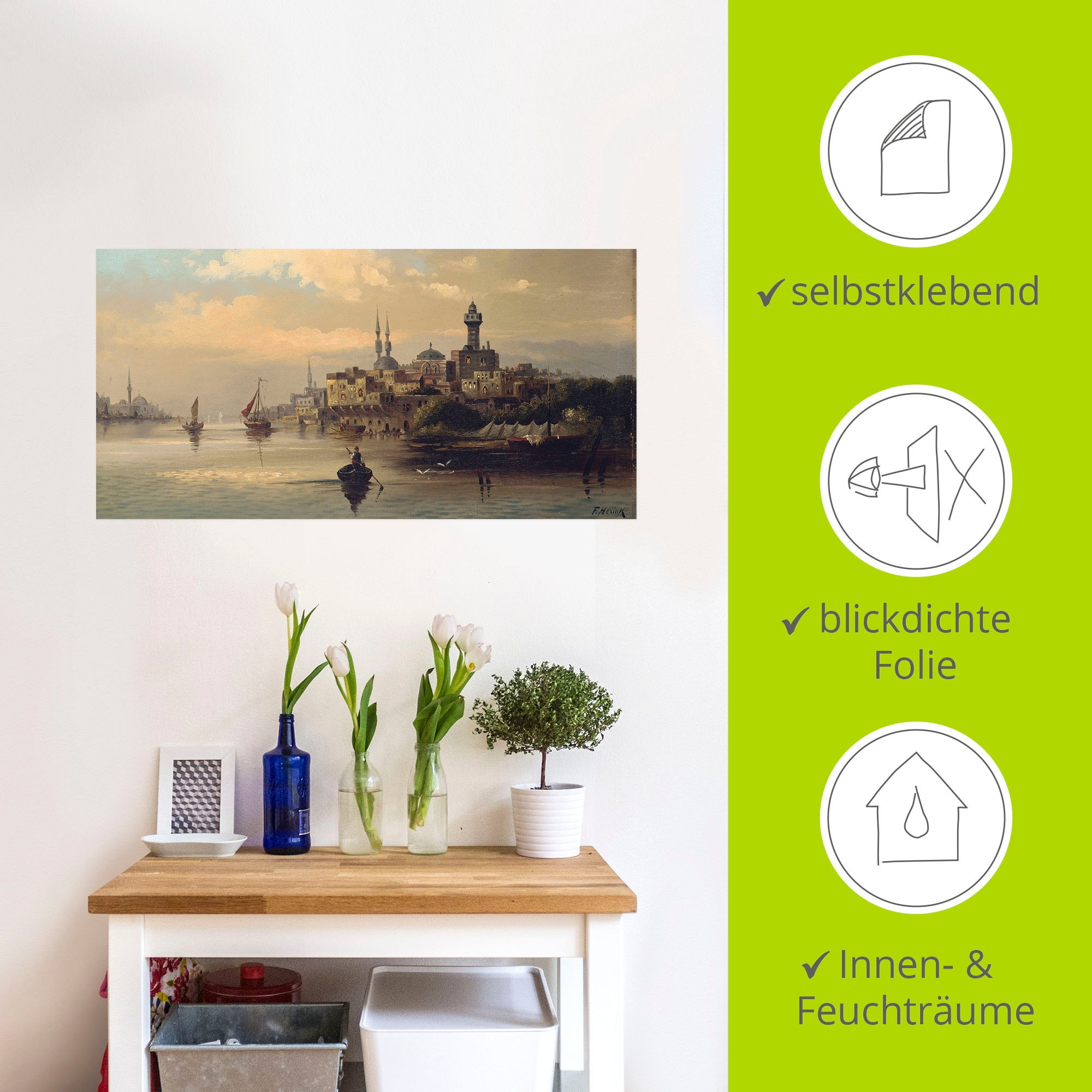 Artland Wandbild »Kauffahrtsschiffe auf Bosporus, Istanbul«, Gewässer, (1 St.), als Leinwandbild, Poster, Wandaufkleber in verschied. Größen