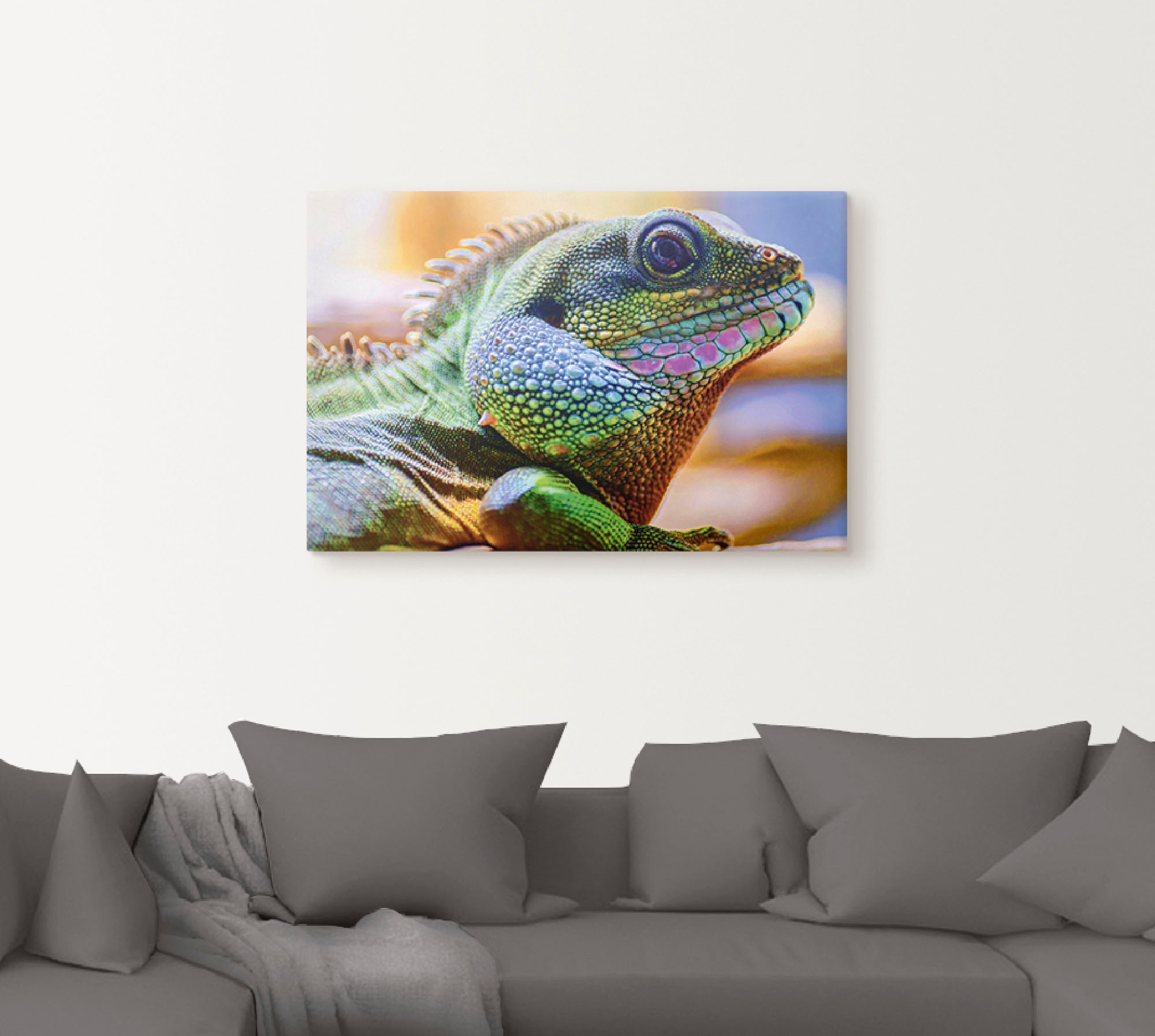Artland Leinwandbild »Farbiger Kopf eines Leguan« Reptilien 1 Stk. tlg. auf günstig online kaufen